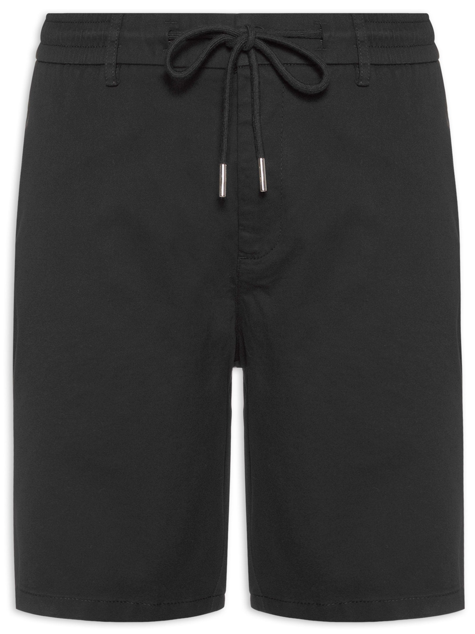 Bermuda Masculina Sarja Com Elástico No Cós Básica - Preto