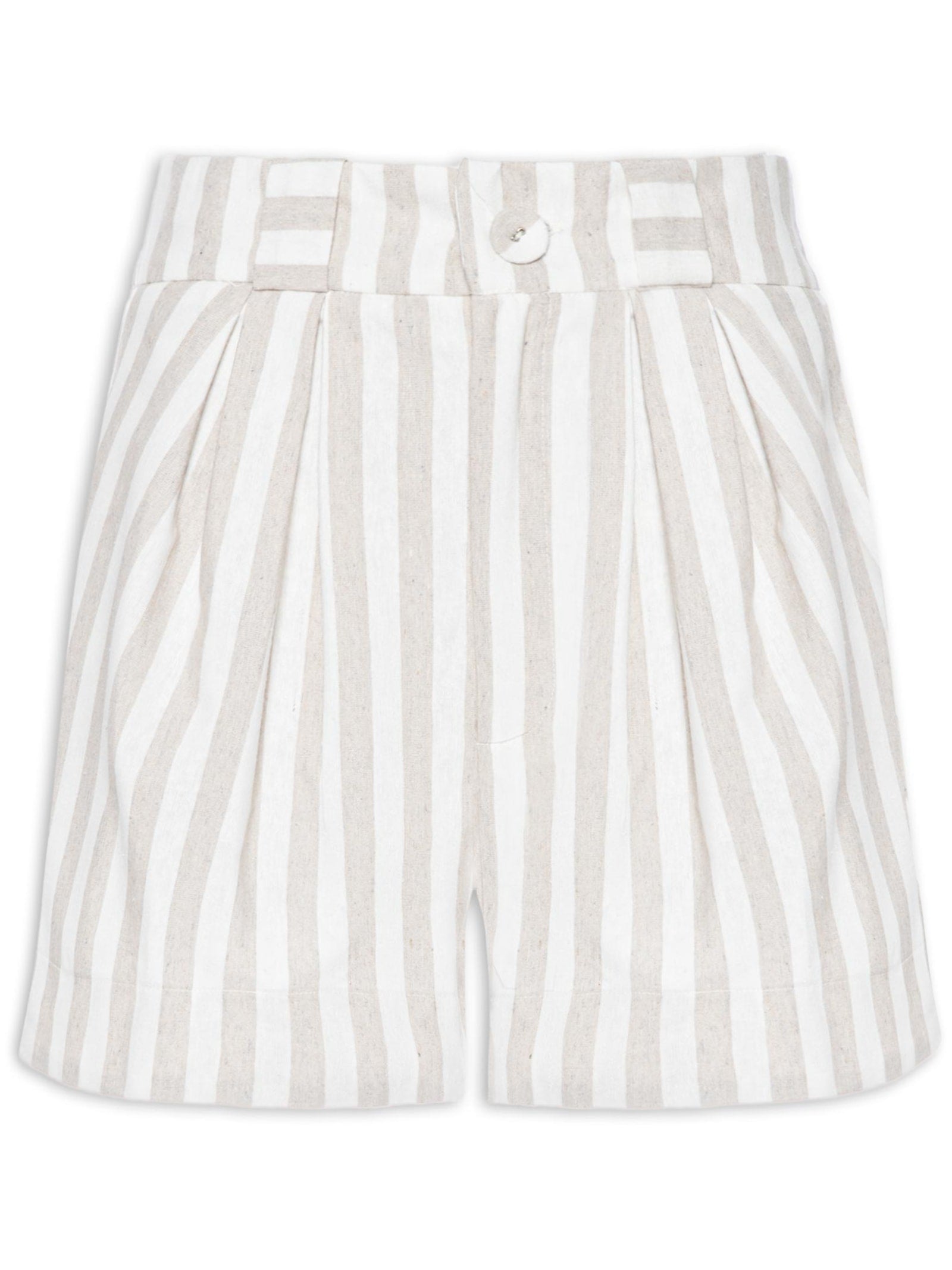 Short Feminino Pregas Listra Bicolor - Azul