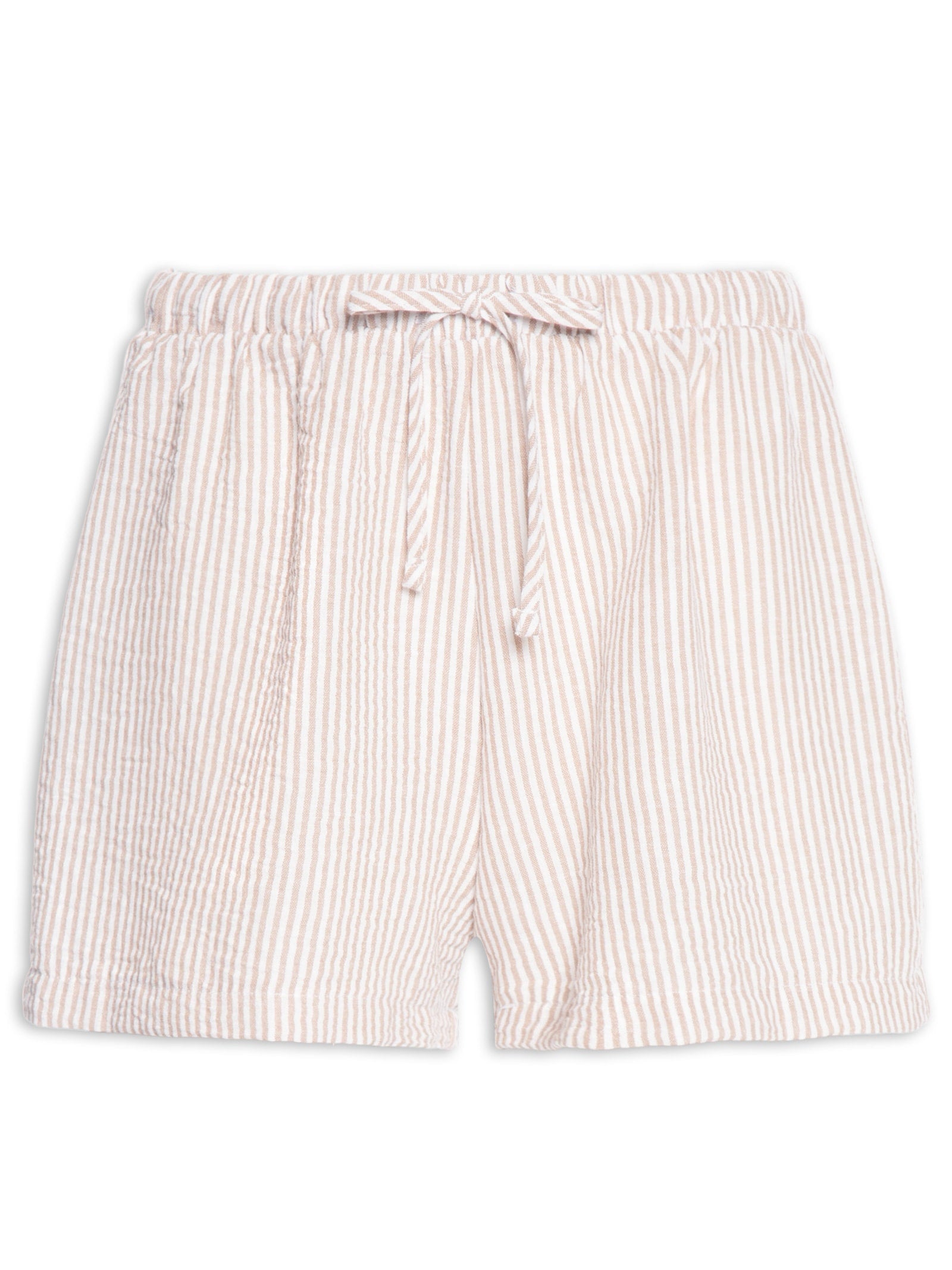 Short Feminino De Malha Listrado - Bege