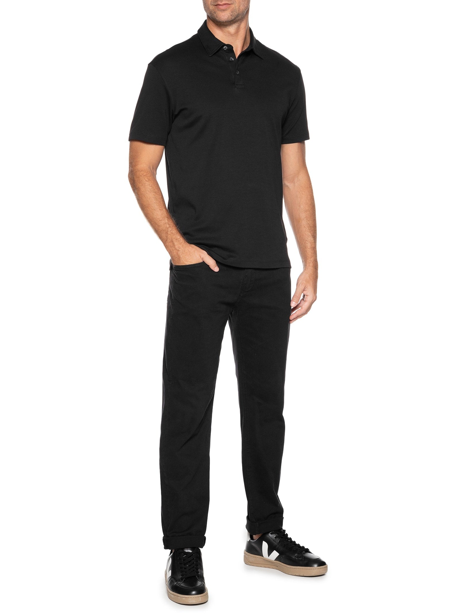 Polo Masculina Malha Premium - Preto