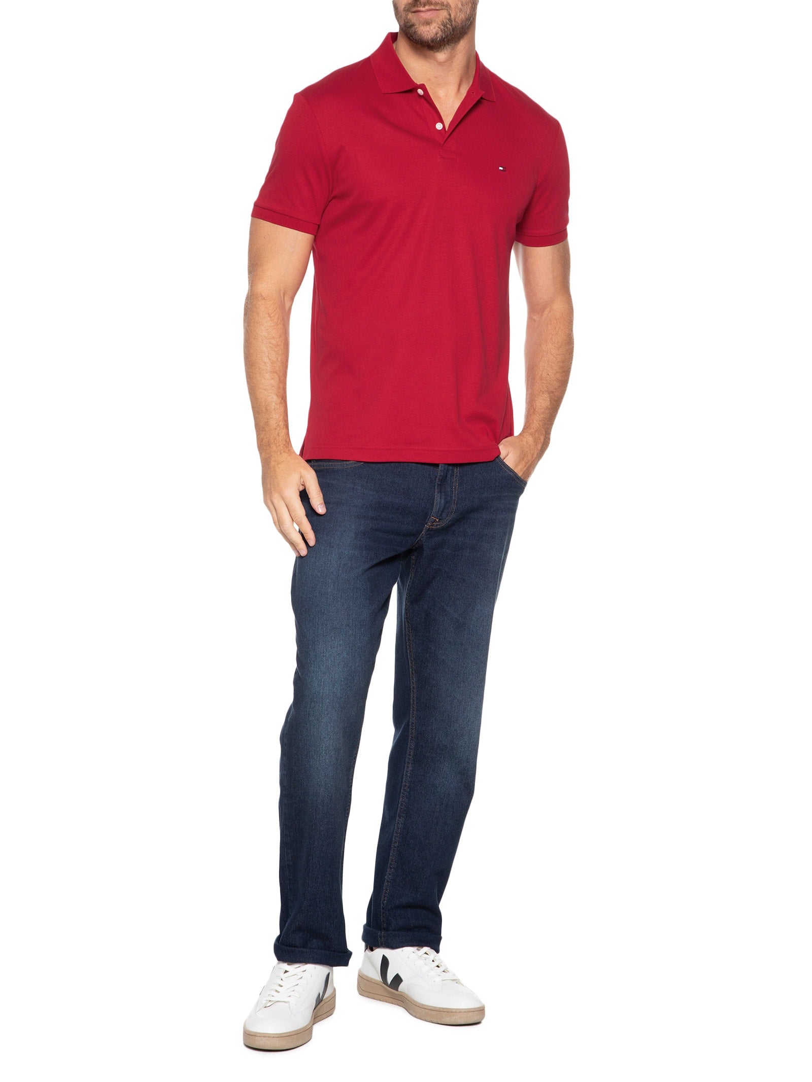 Polo Masculina Regular Fit Seasonal em Liquid Cotton - Vermelho