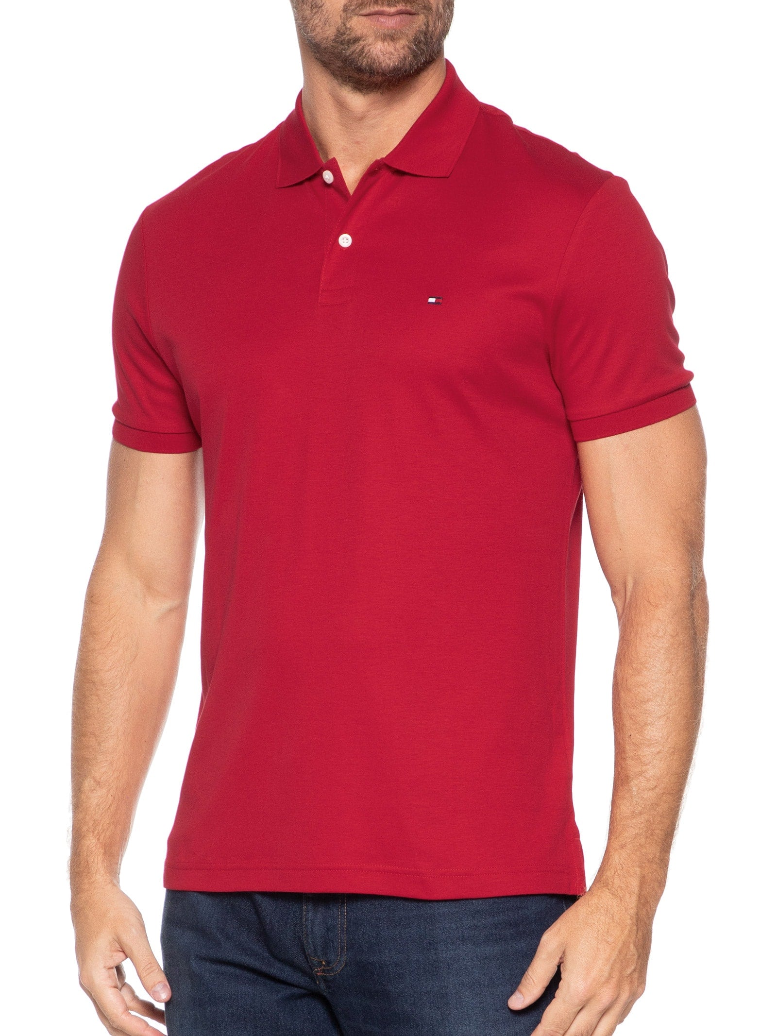 Polo Masculina Regular Fit Seasonal em Liquid Cotton - Vermelho