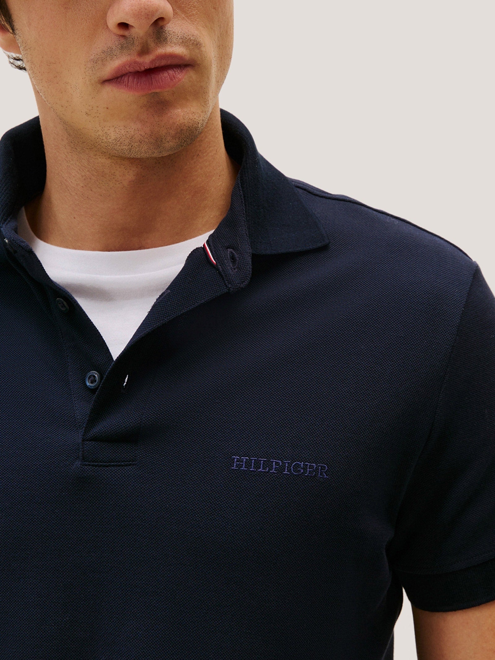 Polo Masculina Regular Fit Tonal Monotype Em Algodão - Azul