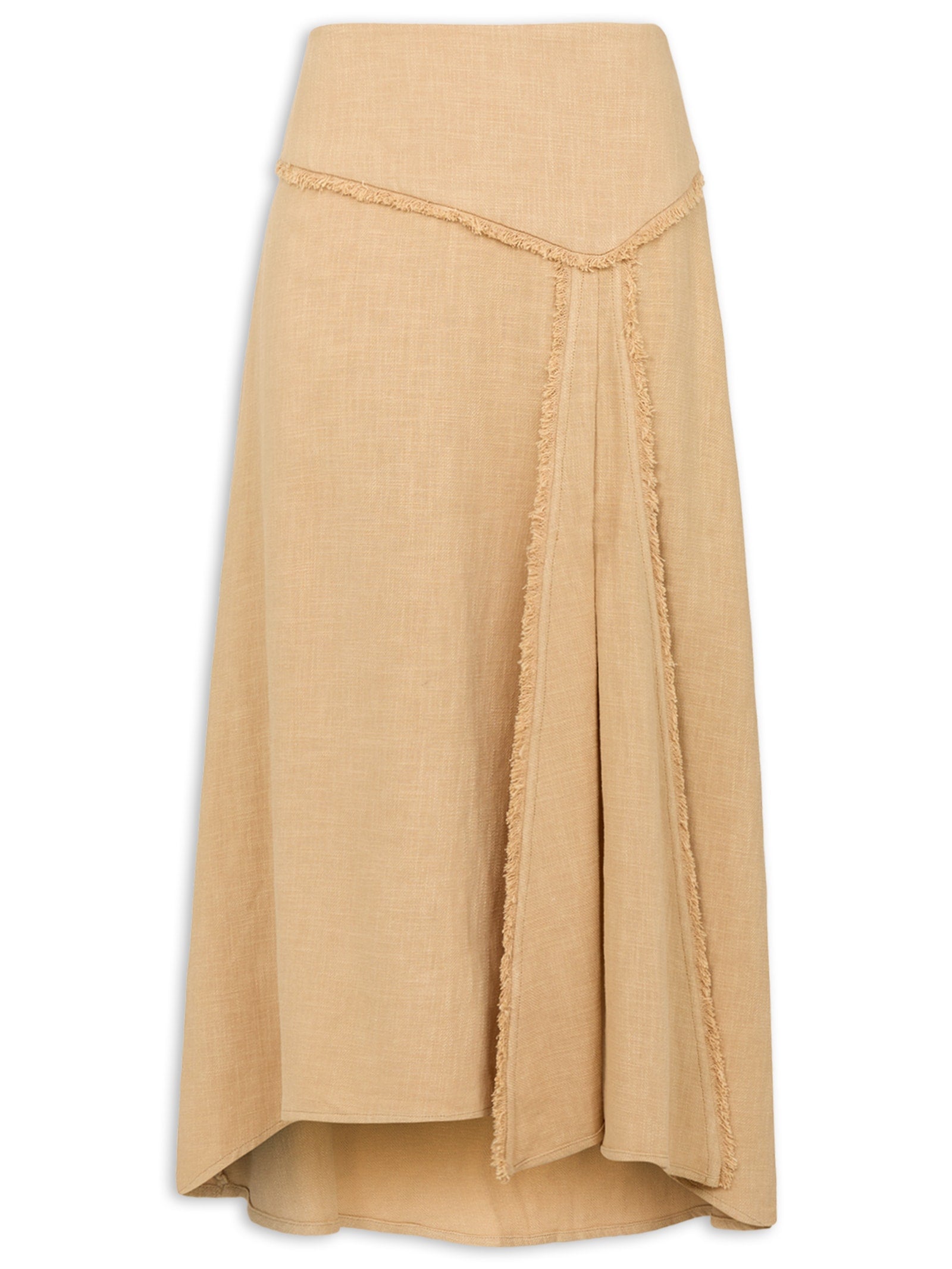 Calça Feminina Sarja Boca Reta Bege Biscoito - Bege