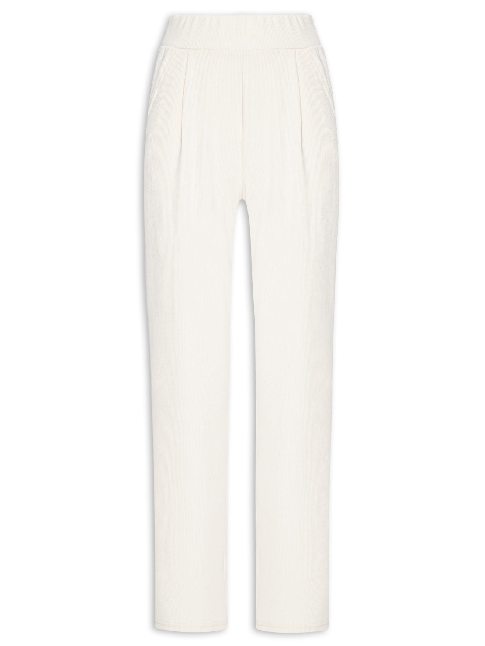 Calça Feminina De Laise Reta Com Ajuste Na Barra - Off White