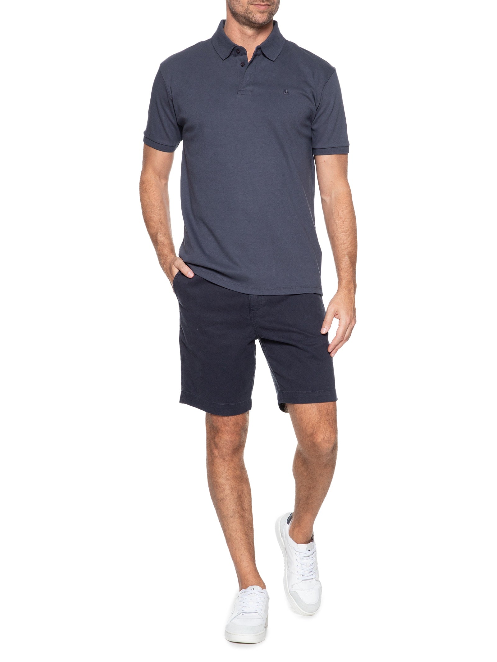 Polo Masculina Suedine Pima - Azul