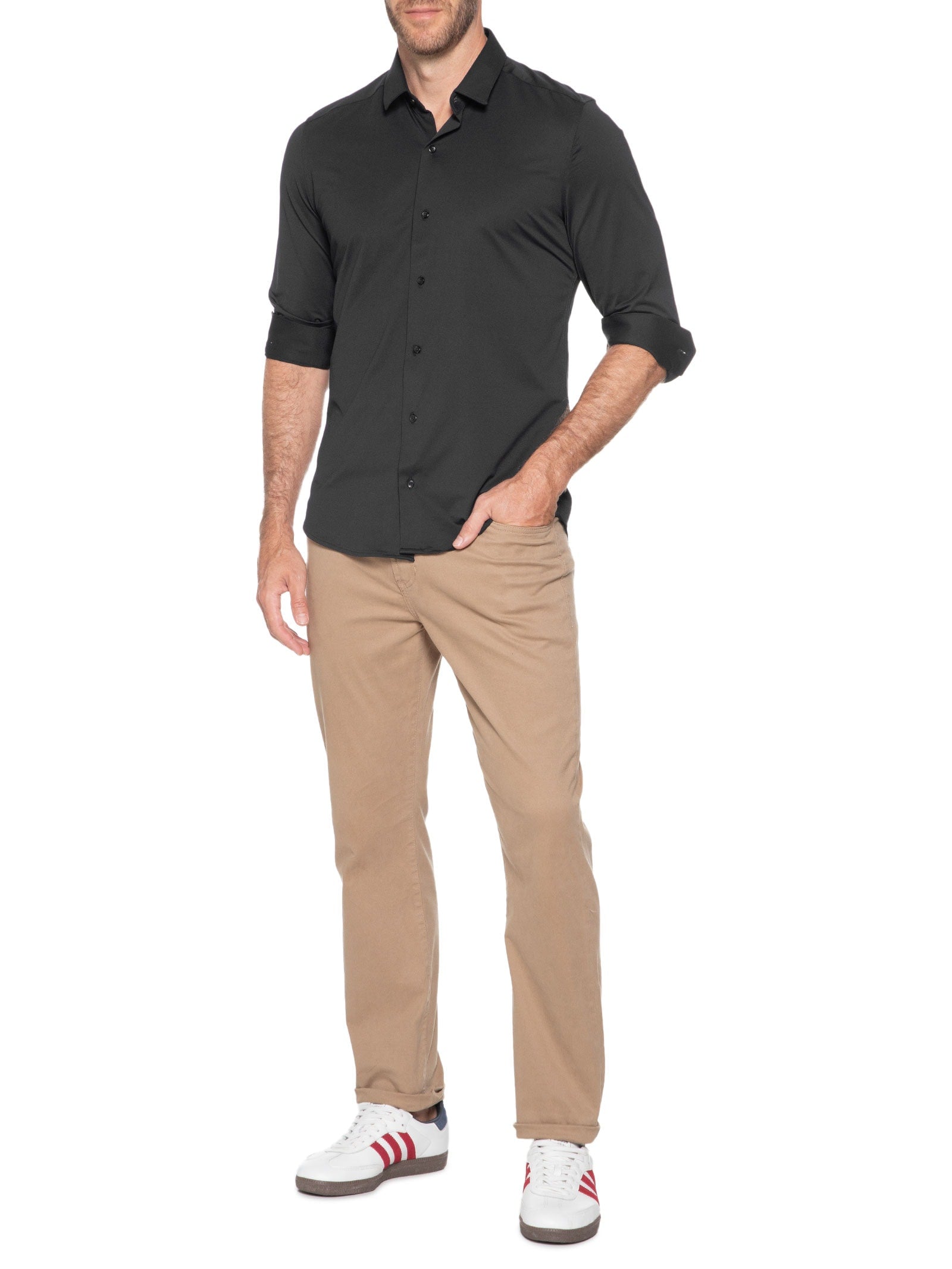 Camisa Masculina Slim Fit Classic Everyday R+ - Preto
