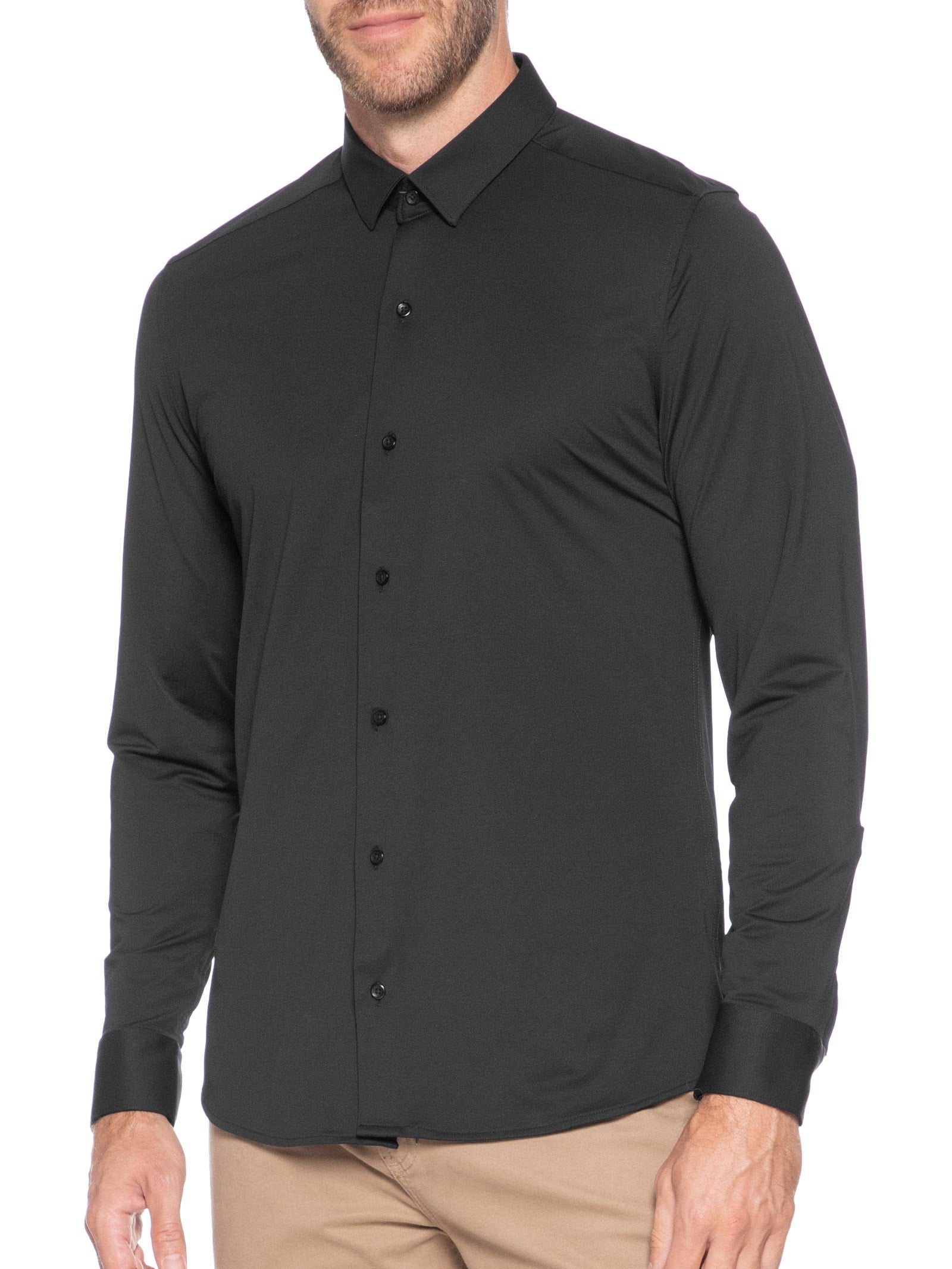 Camisa Masculina Slim Fit Classic Everyday R+ - Preto