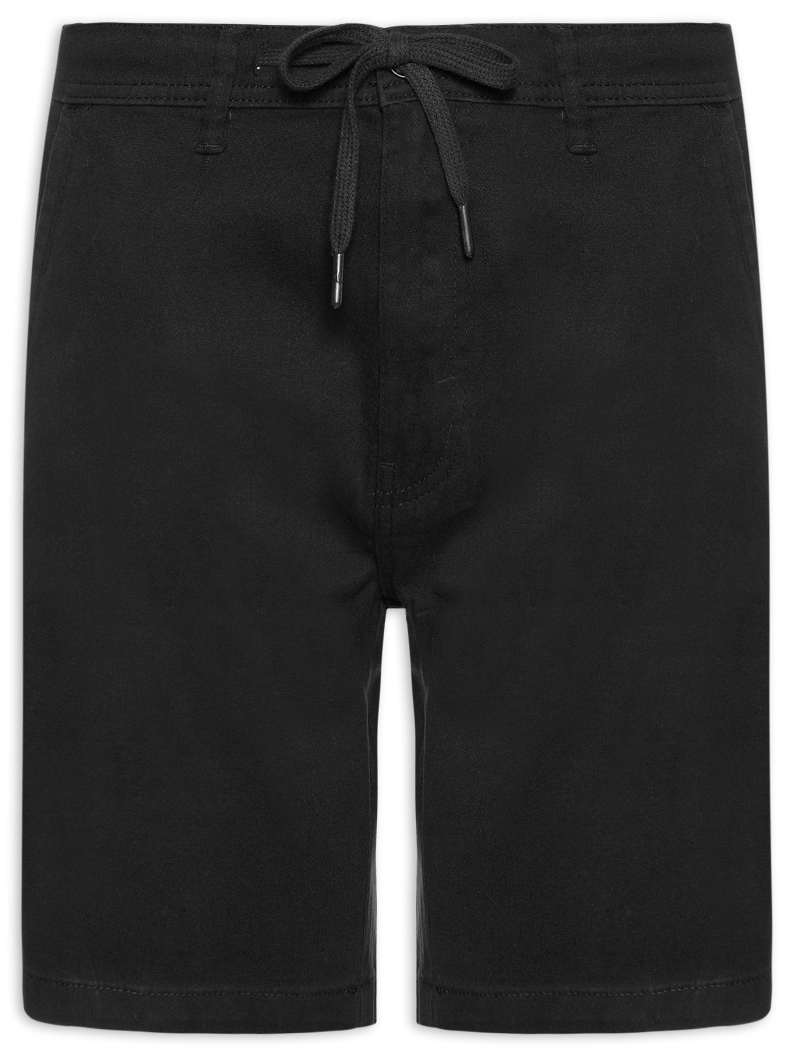 Bermuda Masculina Sarja Com Elástico No Cós Básica - Preto