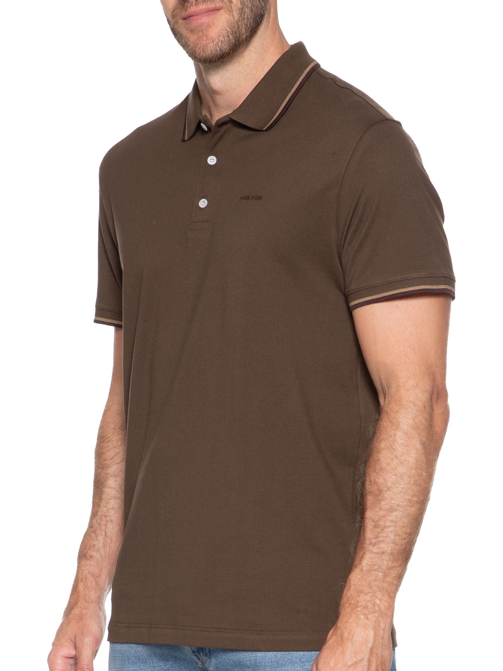 Polo Masculina Regular Lines Café - Marrom