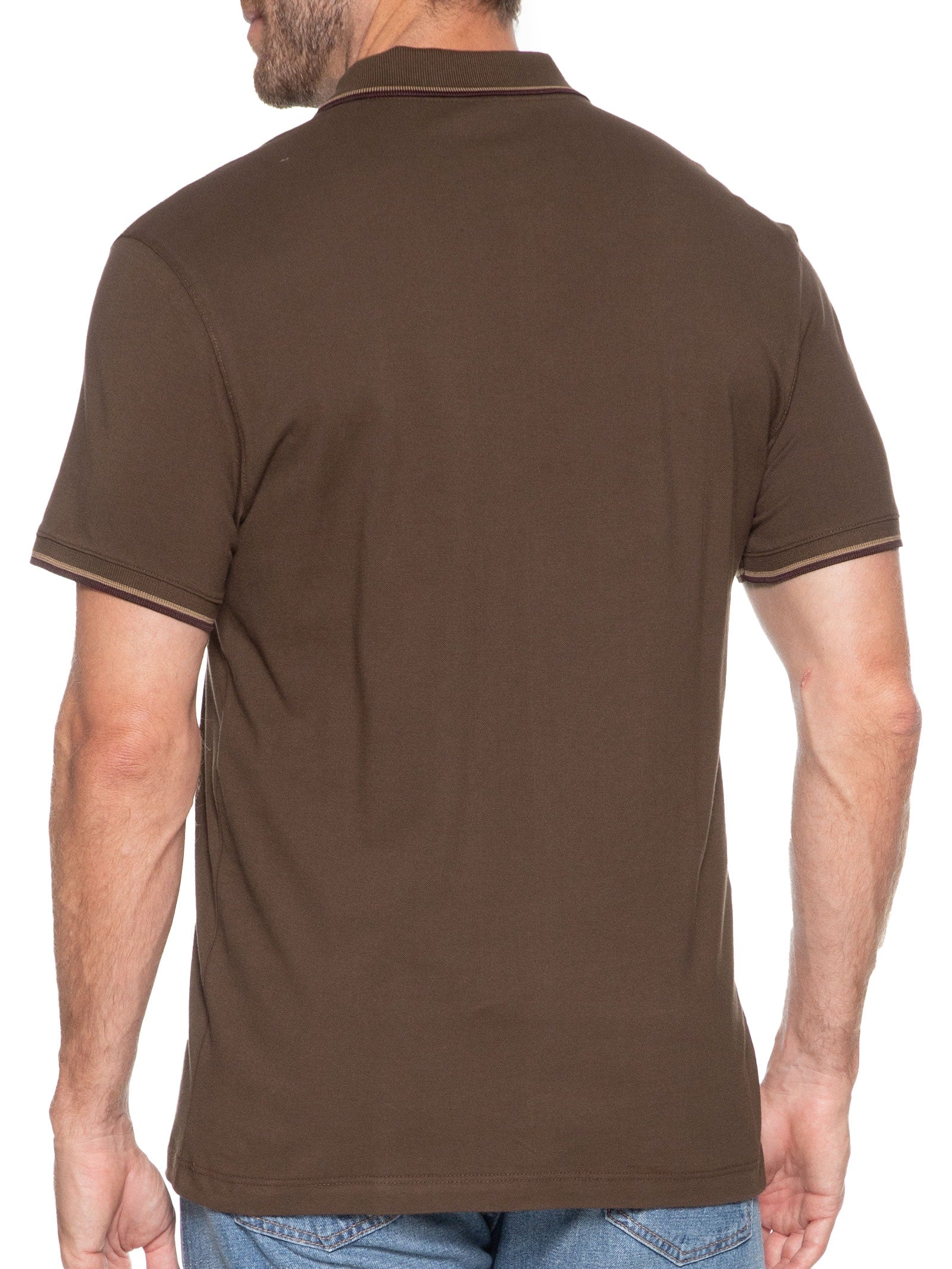 Polo Masculina Regular Lines Café - Marrom