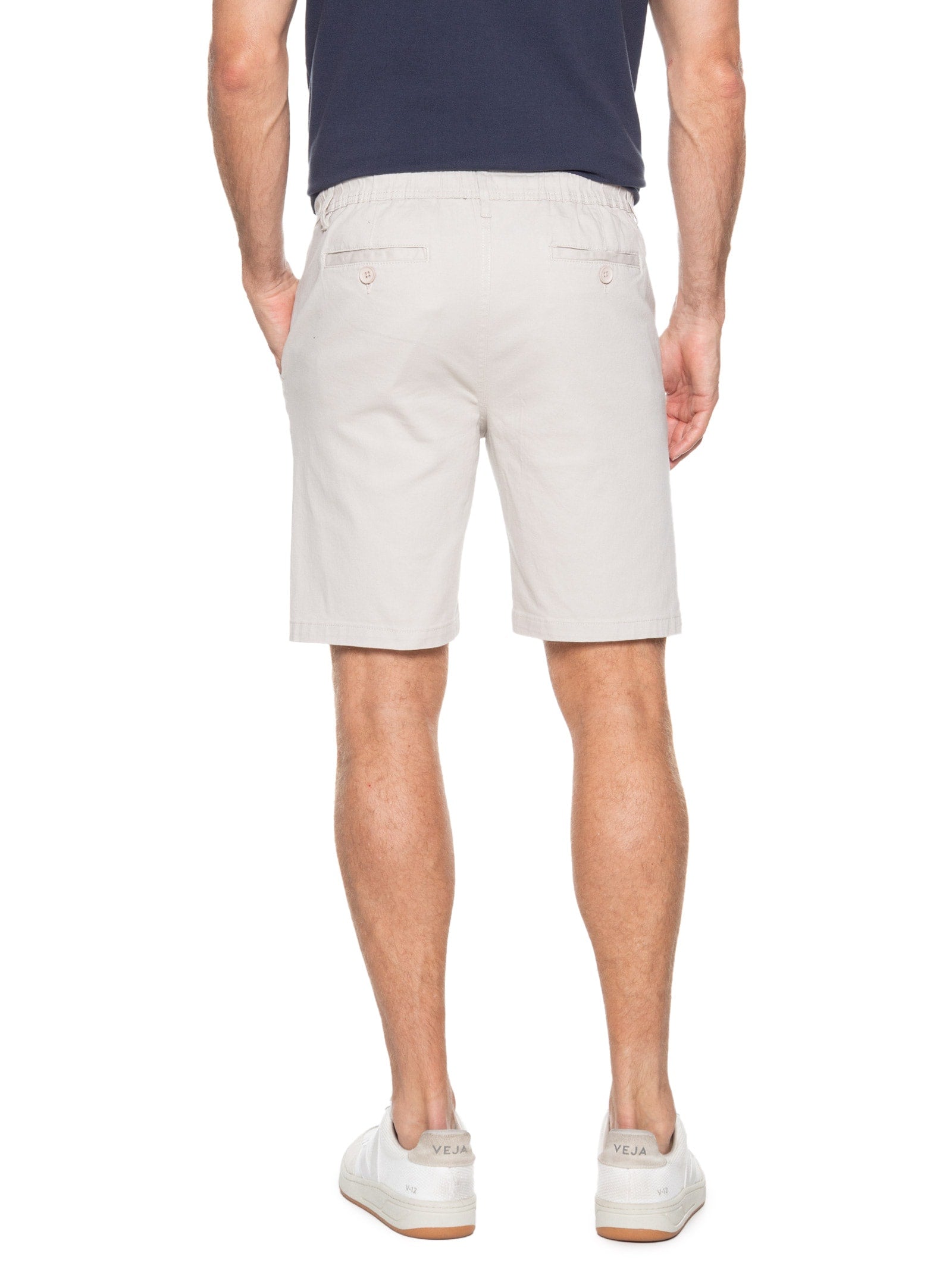 Bermuda Masculina Chino Básica Em Sarja - Bege - Imagem 4