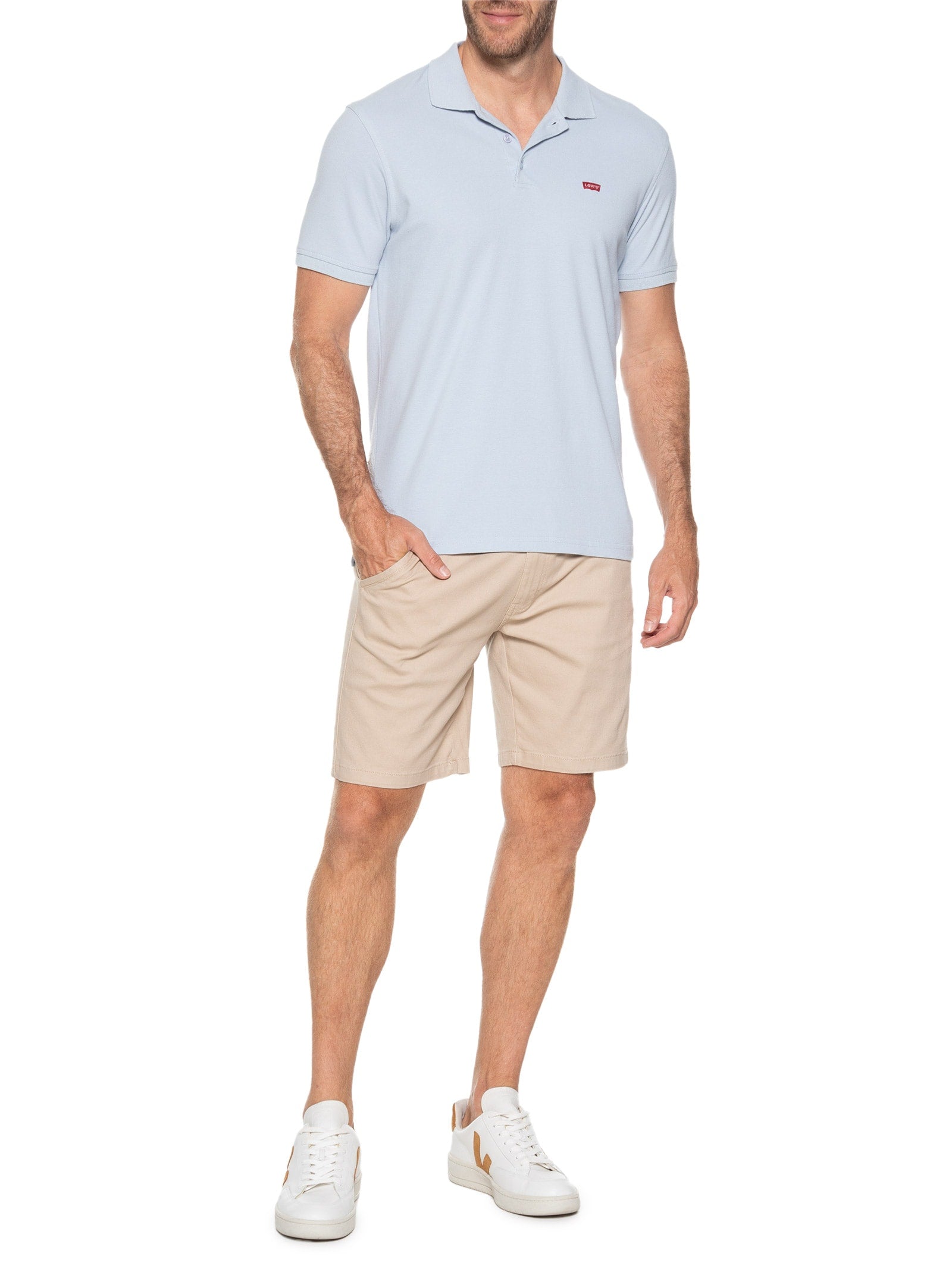 Bermuda Masculina Chino Básica Em Sarja - Bege - Imagem 2