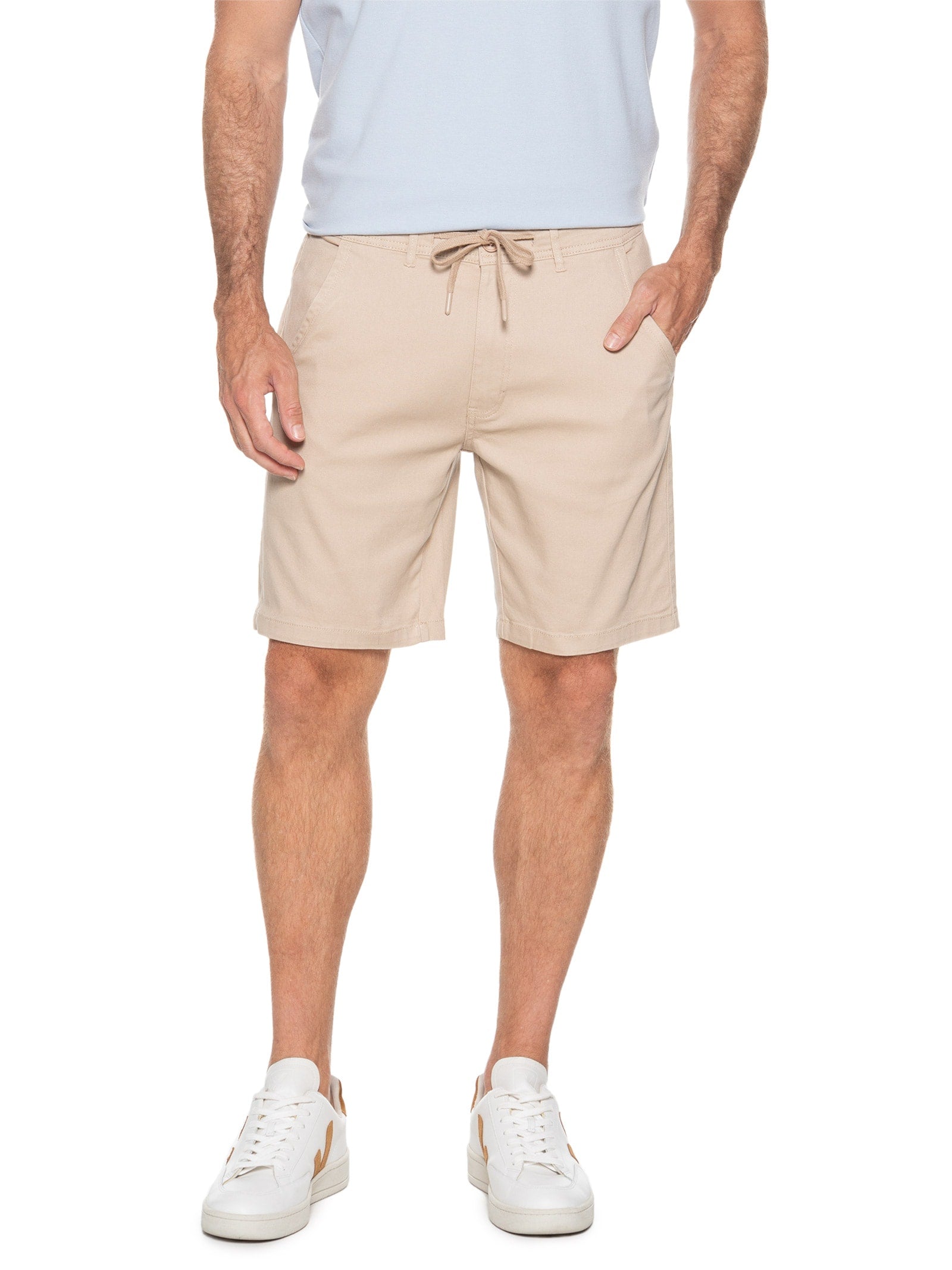 Bermuda Masculina Chino Básica Em Sarja - Bege - Imagem 3