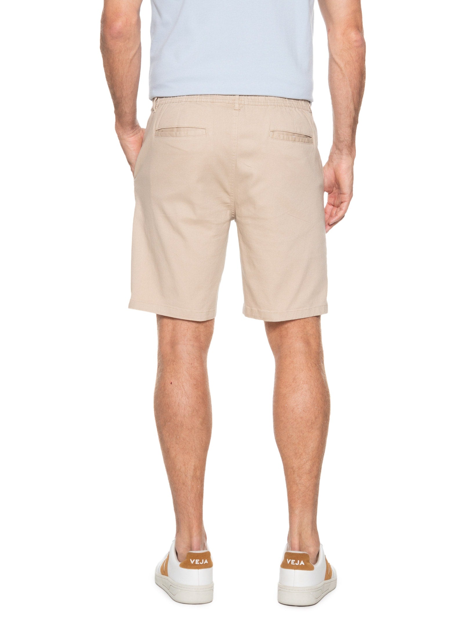 Bermuda Masculina Chino Básica Em Sarja - Bege - Imagem 4