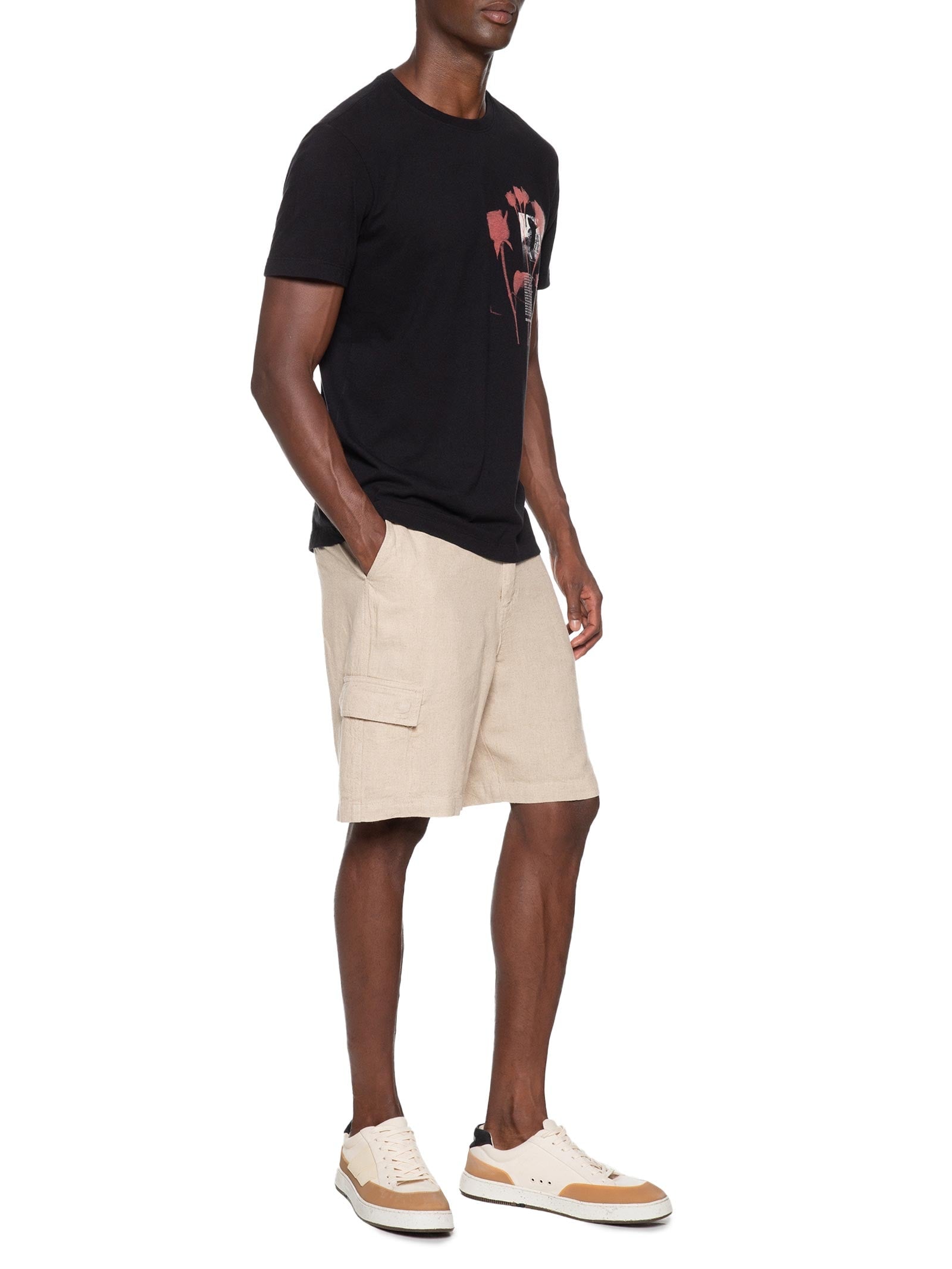 Bermuda Masculina Alfaiataria Basic Linen - Bege - Imagem 2