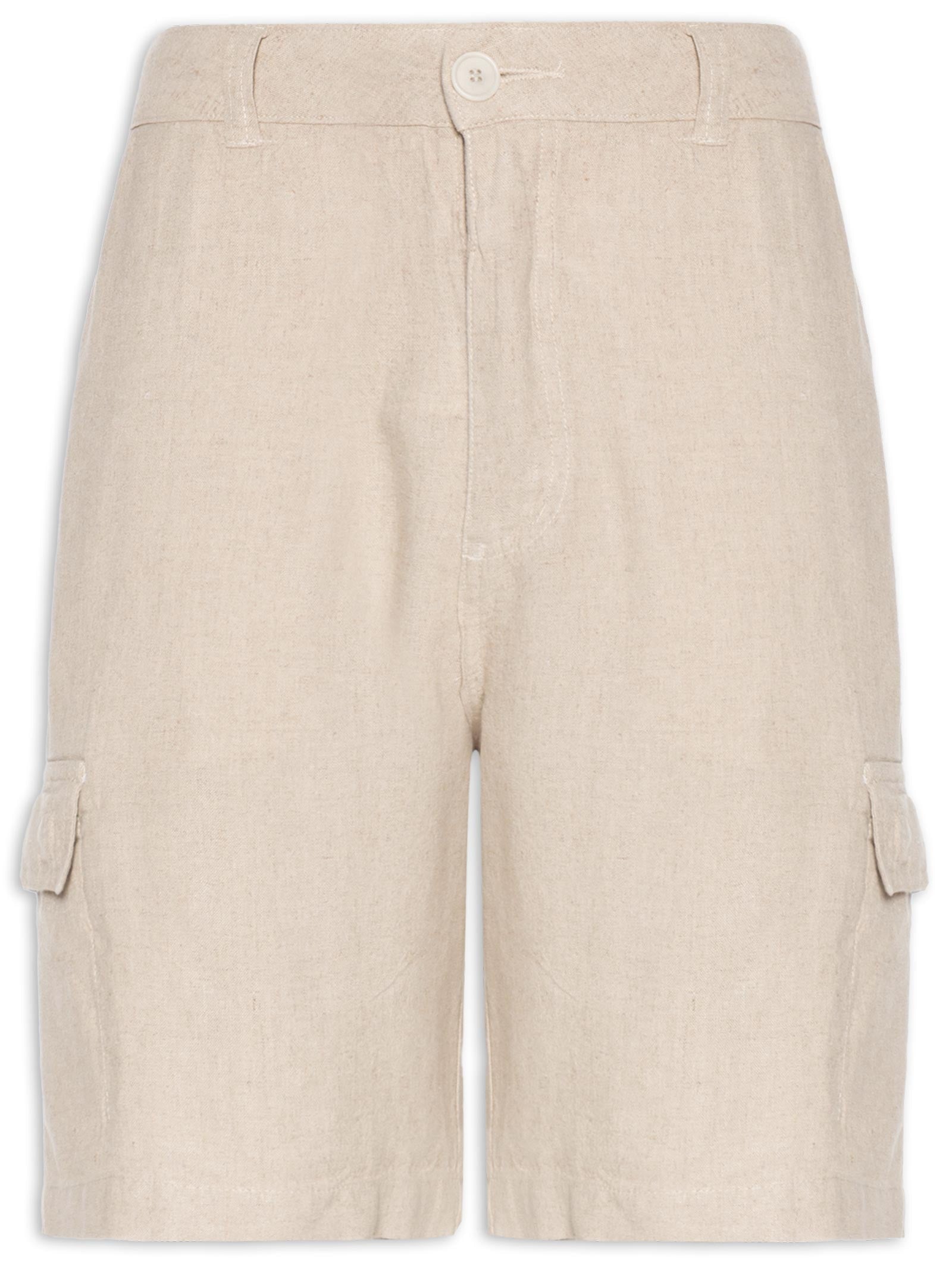 Bermuda Masculina Alfaiataria Basic Linen - Bege