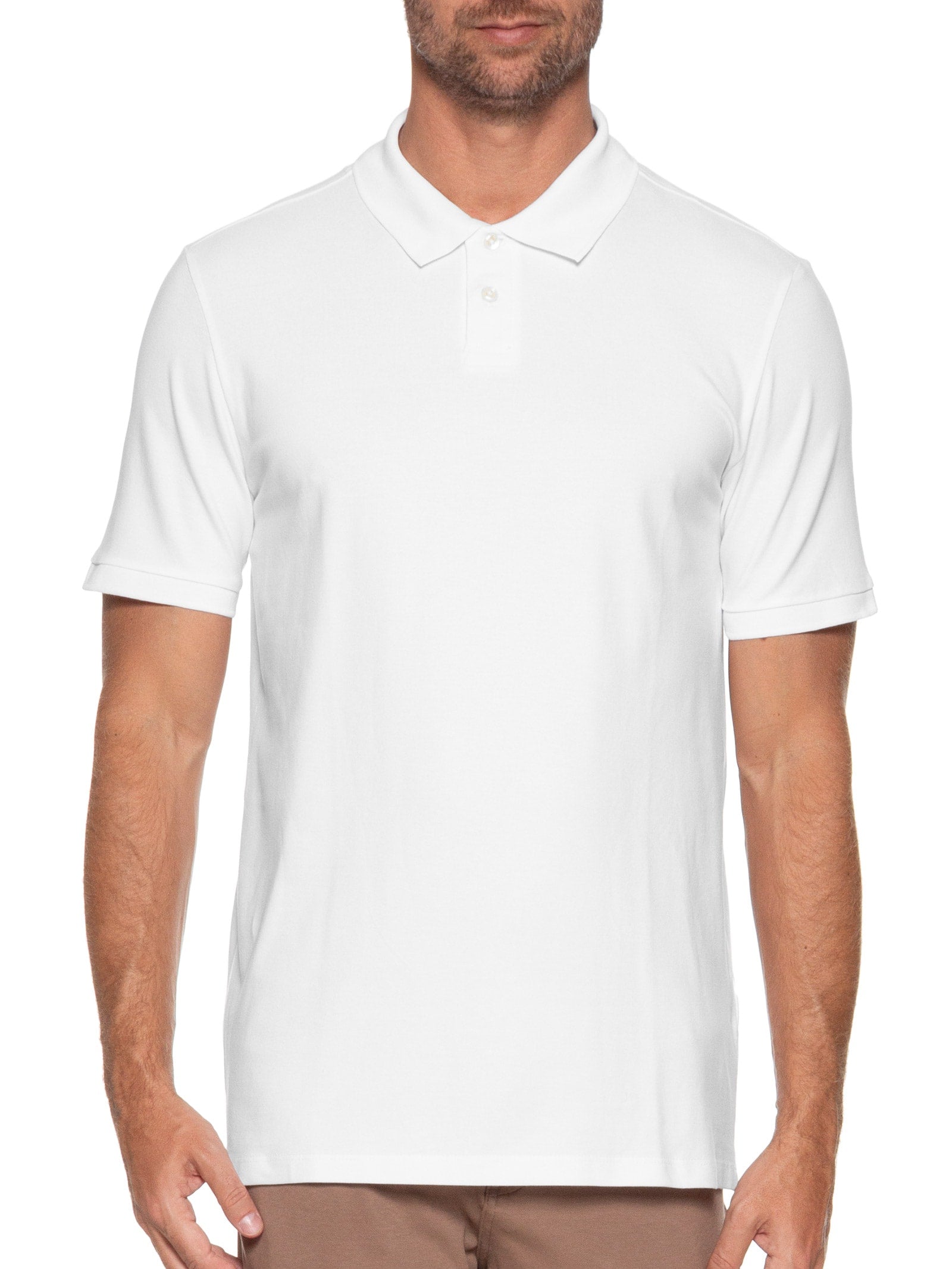 Polo Masculina Piquet Algodão Stretch Manga Curta - Branco