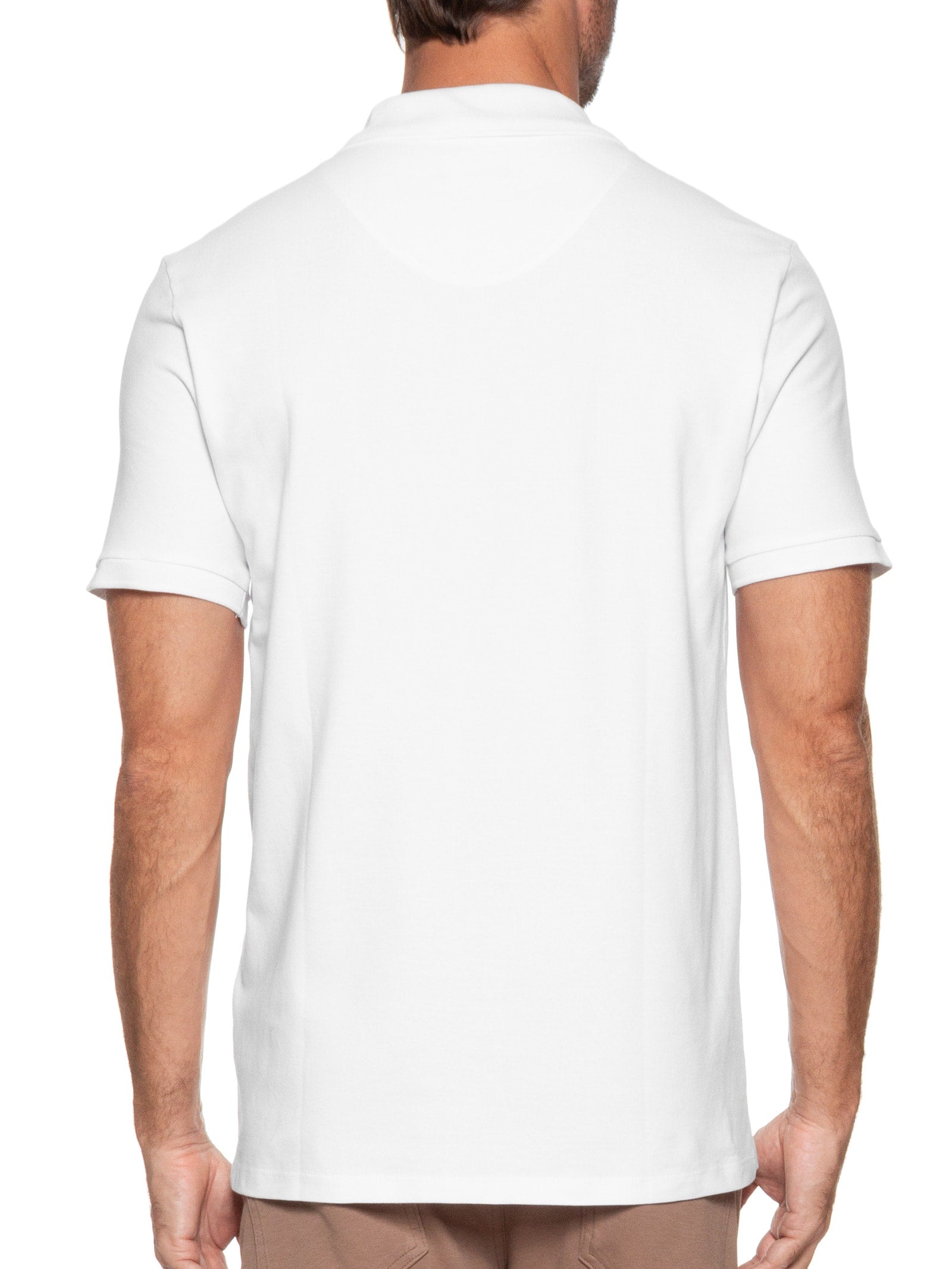 Polo Masculina Piquet Algodão Stretch Manga Curta - Branco