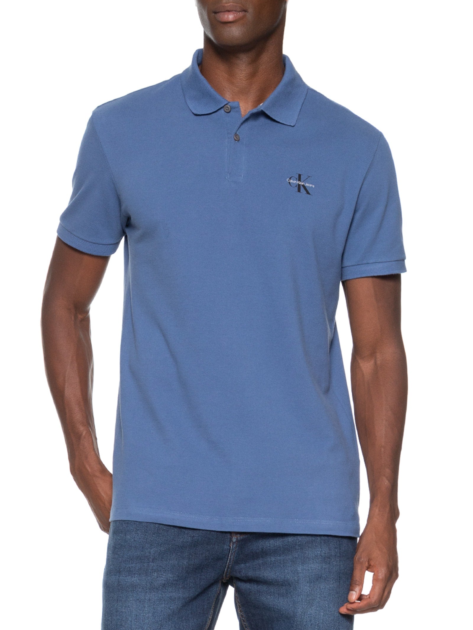 Polo Masculina Manga Curta Logo Re Issue Peito - Azul