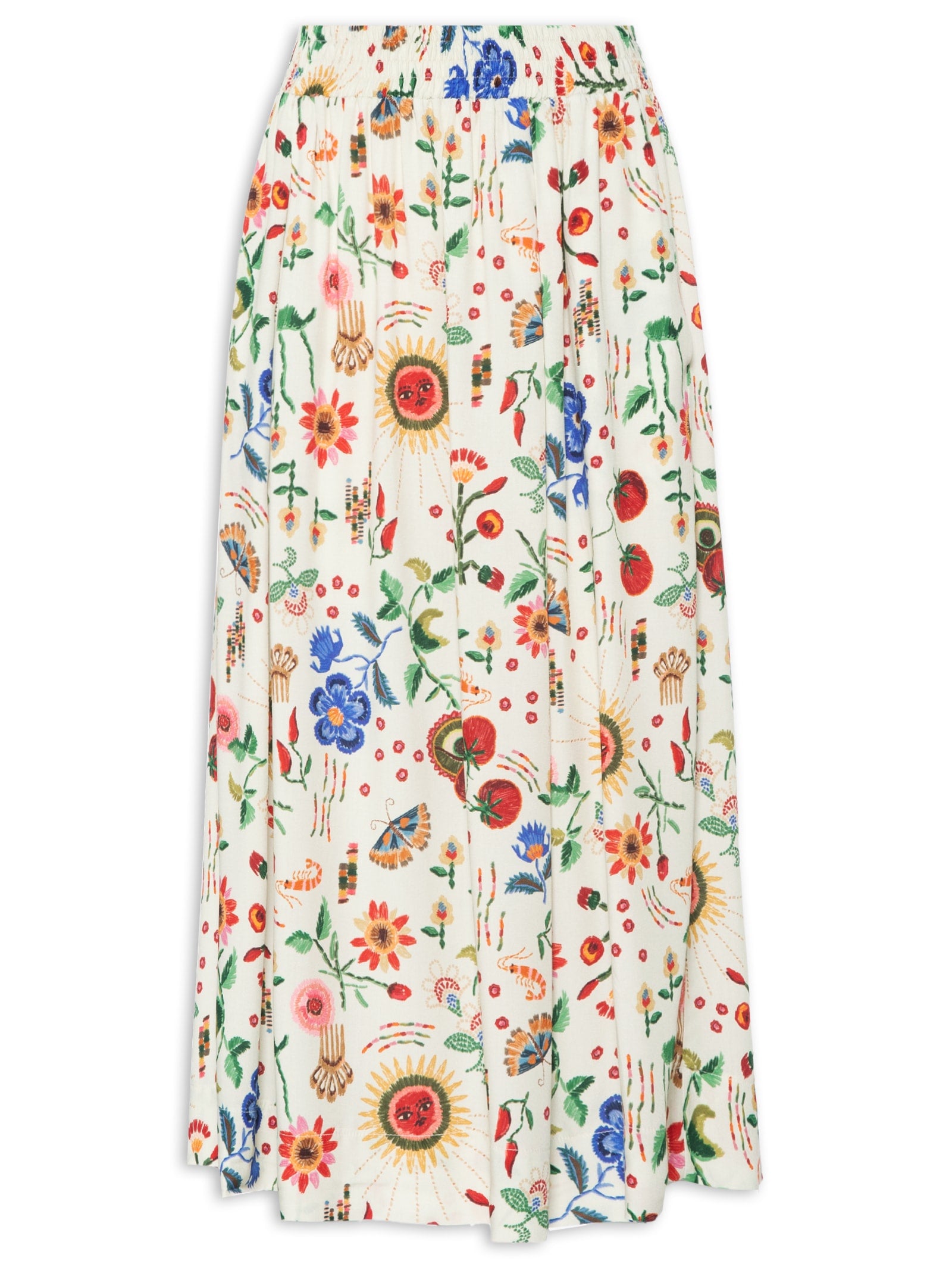 Conjunto Feminino Blusa Sem Alça E Saia Midi - Off White