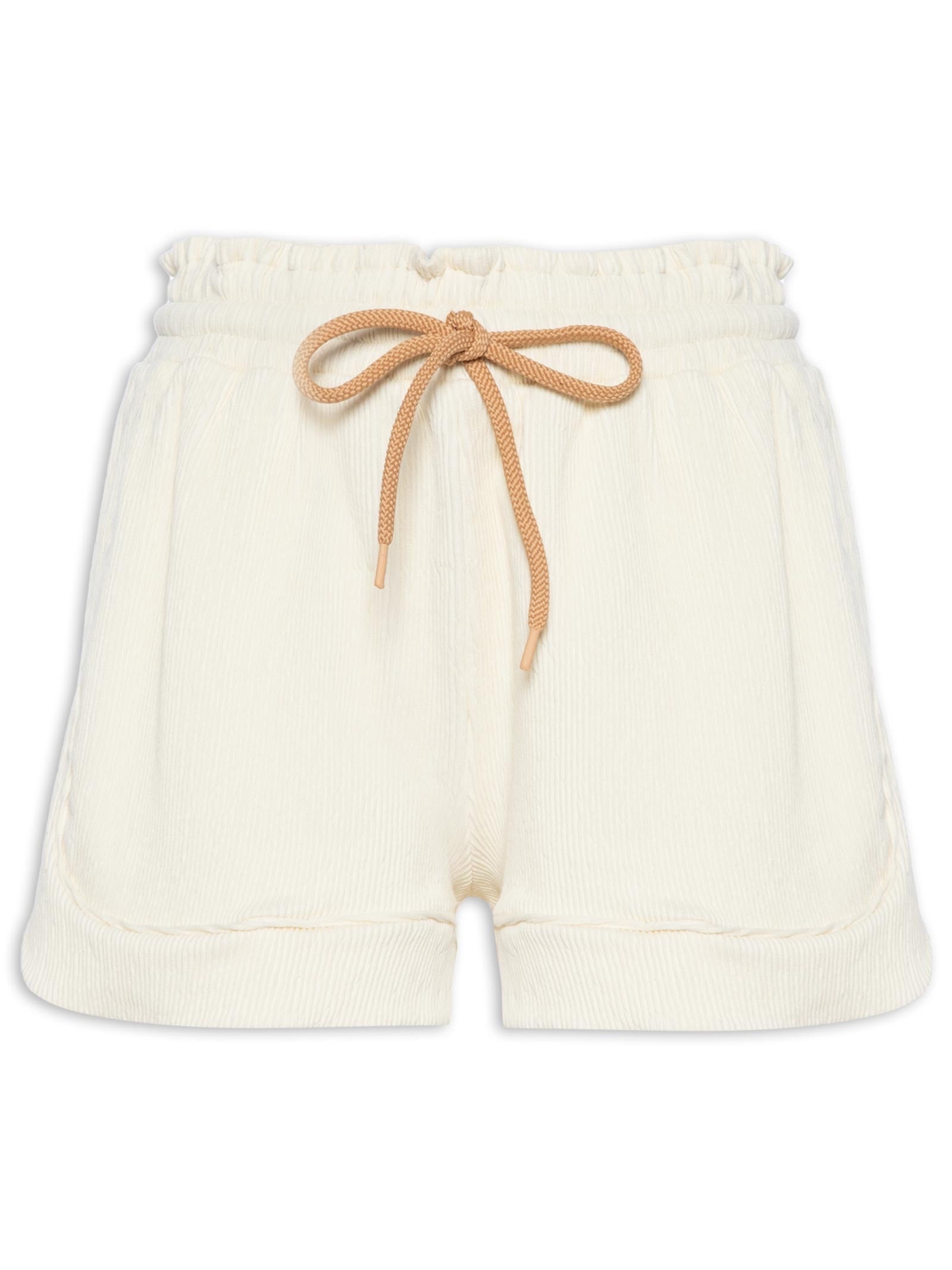 Short Feminino Cós Elástico Textura - Marrom