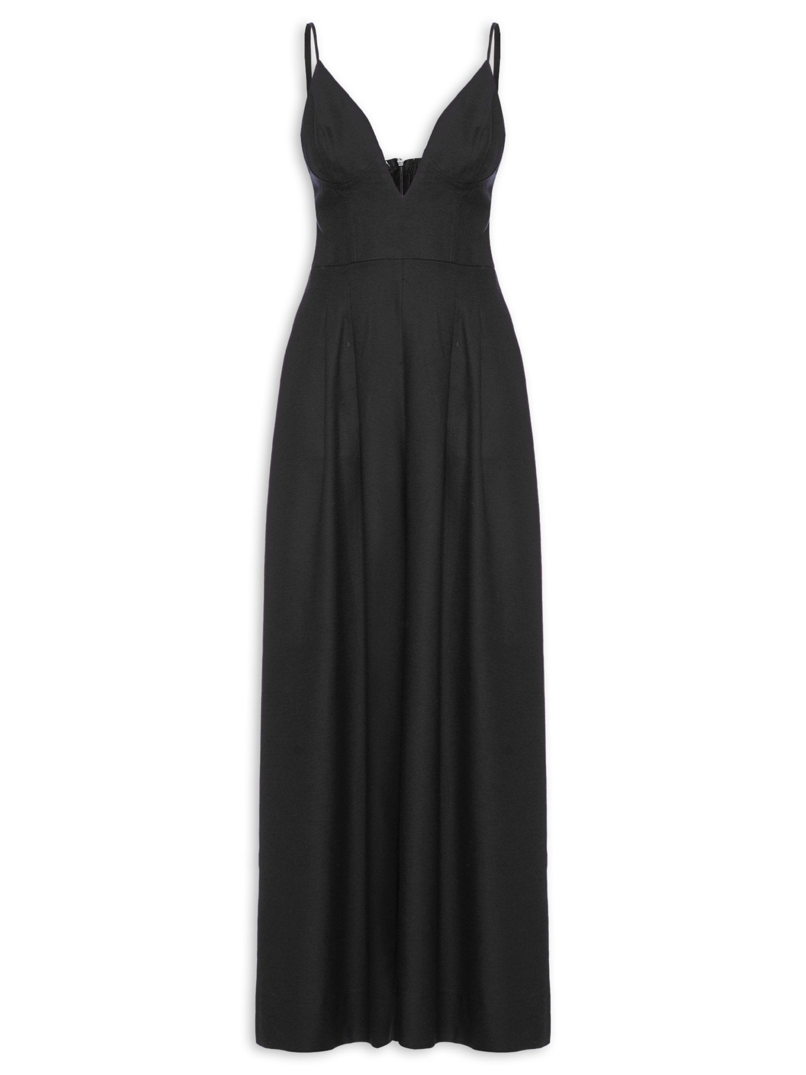 Macacão Feminino Pantalona Decote V - Preto