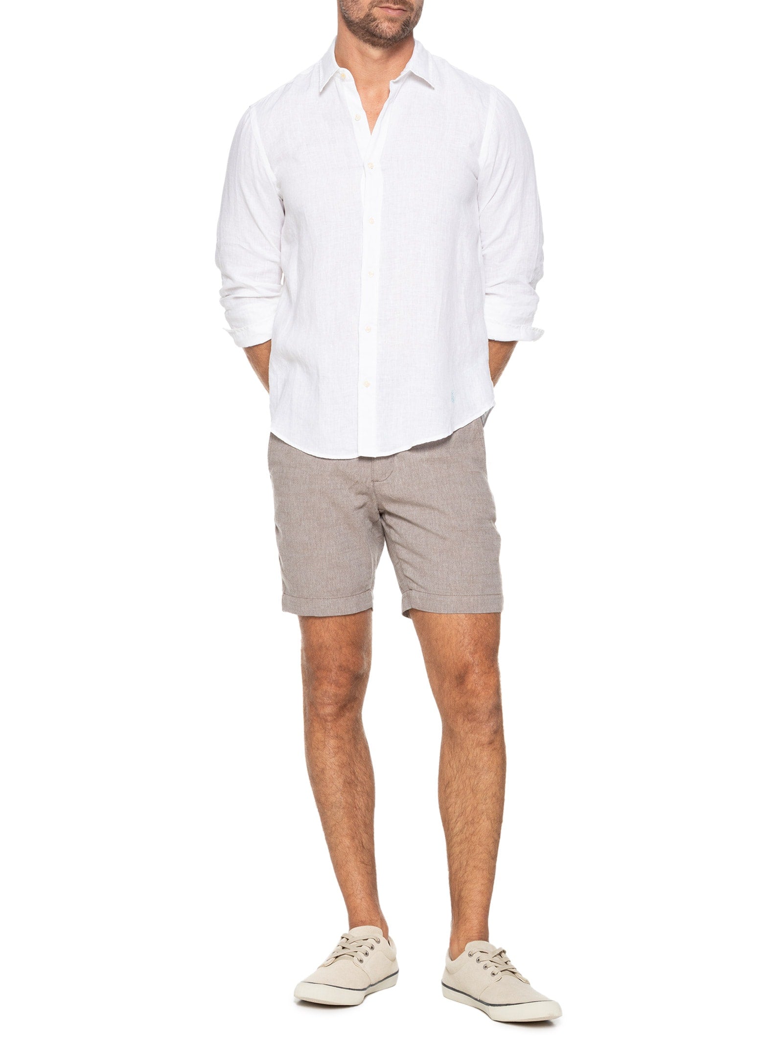 Bermuda Masculina Fit Lisa Mescla - Cinza - Imagem 2