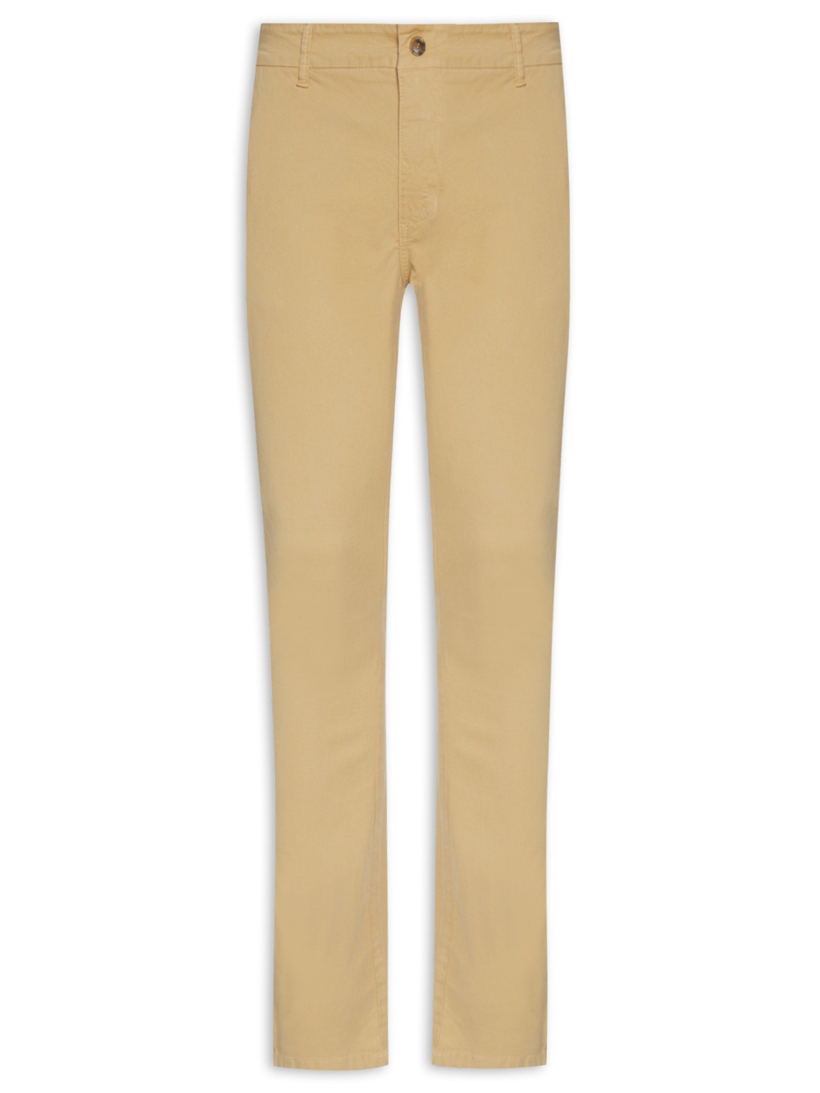 Calça Feminina Sarja Boca Reta Bege Biscoito - Bege