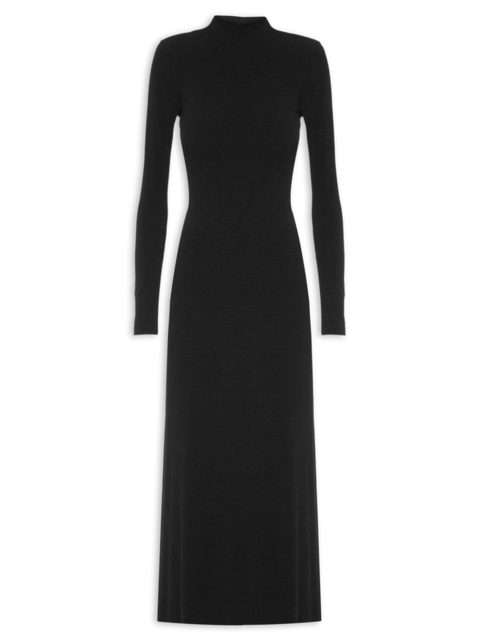 Vestido Golinha Decote Costas Crepe - Marrom