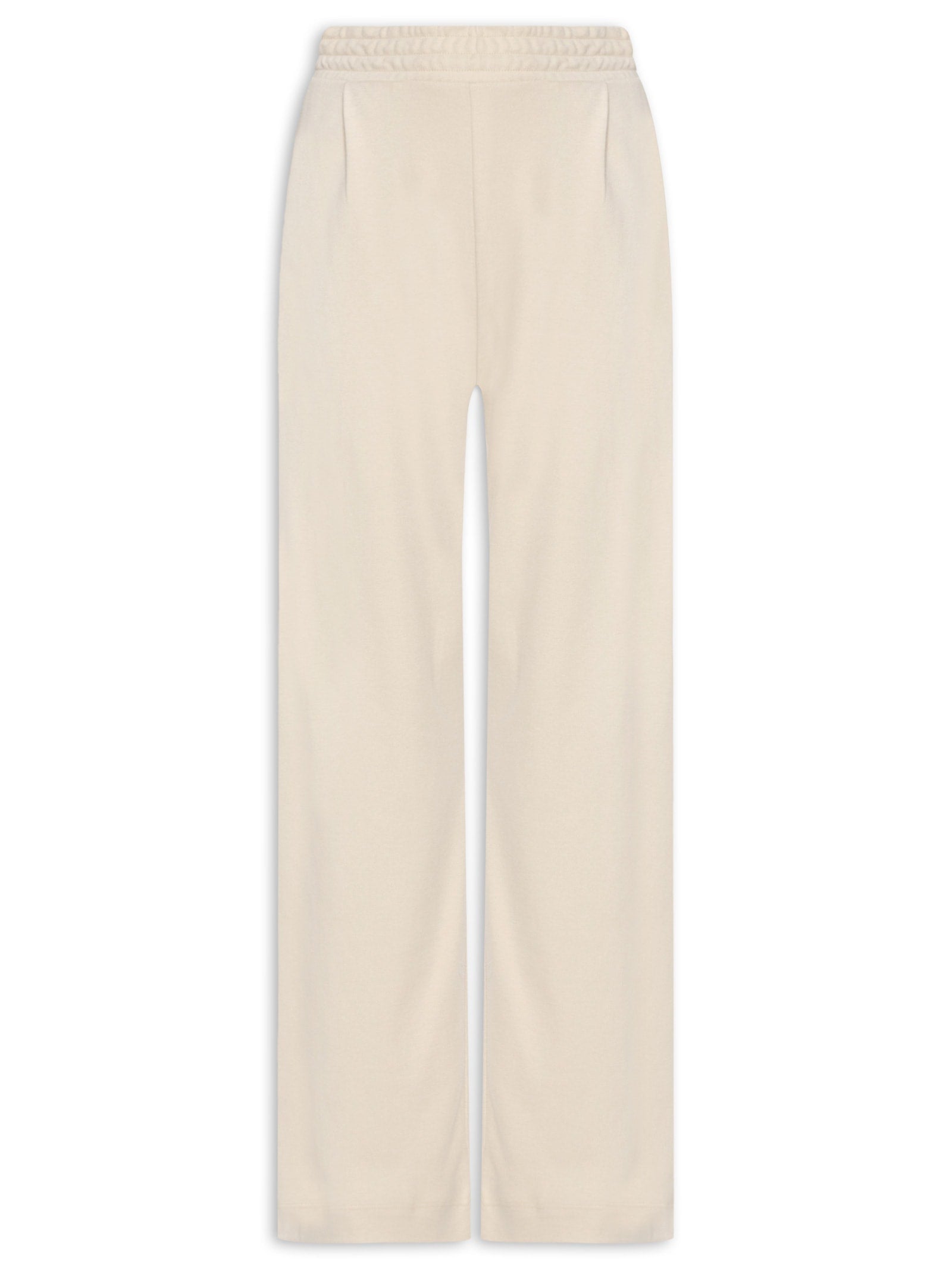 Calça Feminina Sarja Boca Reta Bege Biscoito - Bege