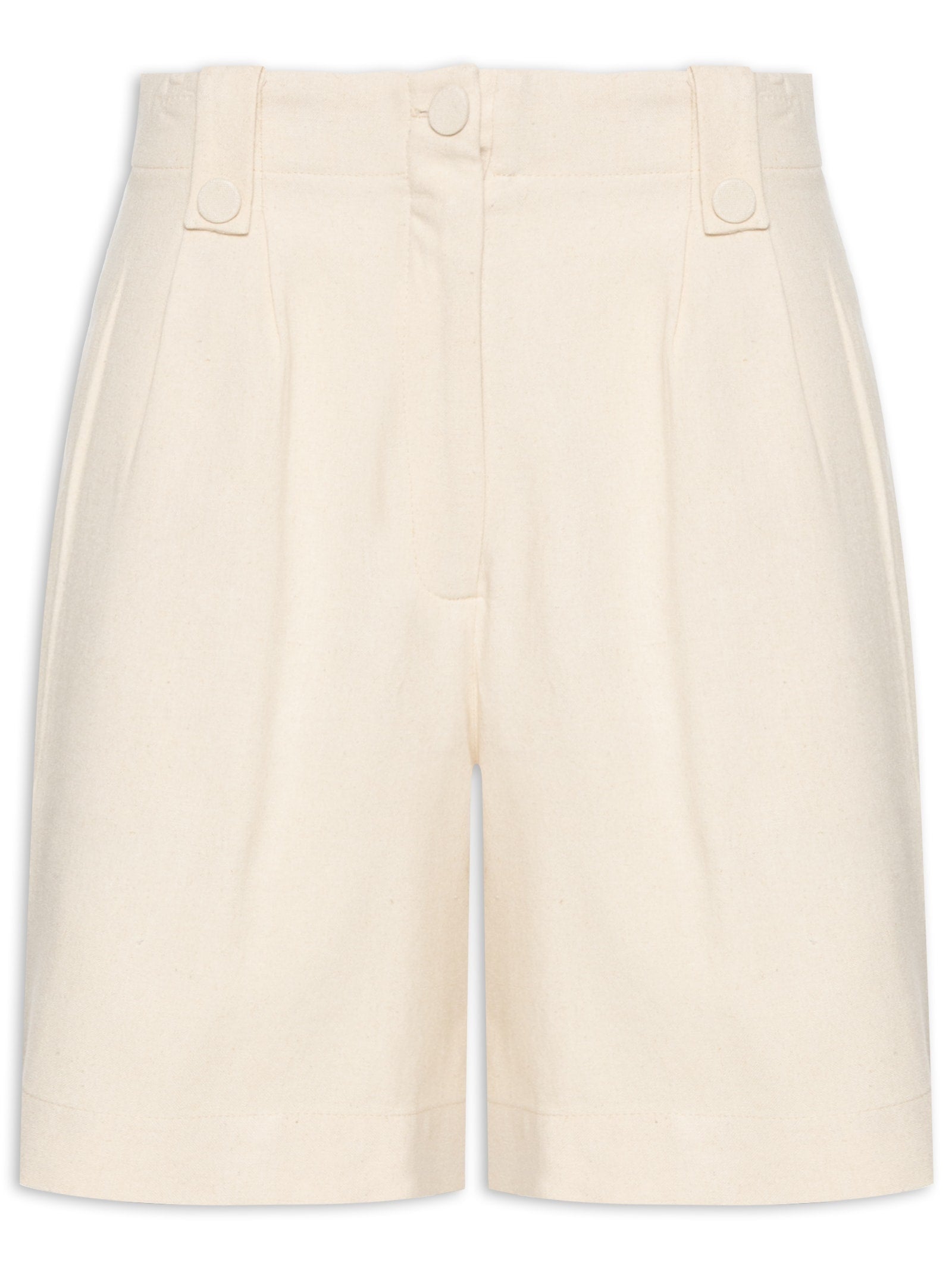 Bermuda Feminina Linho Pregas - Bege