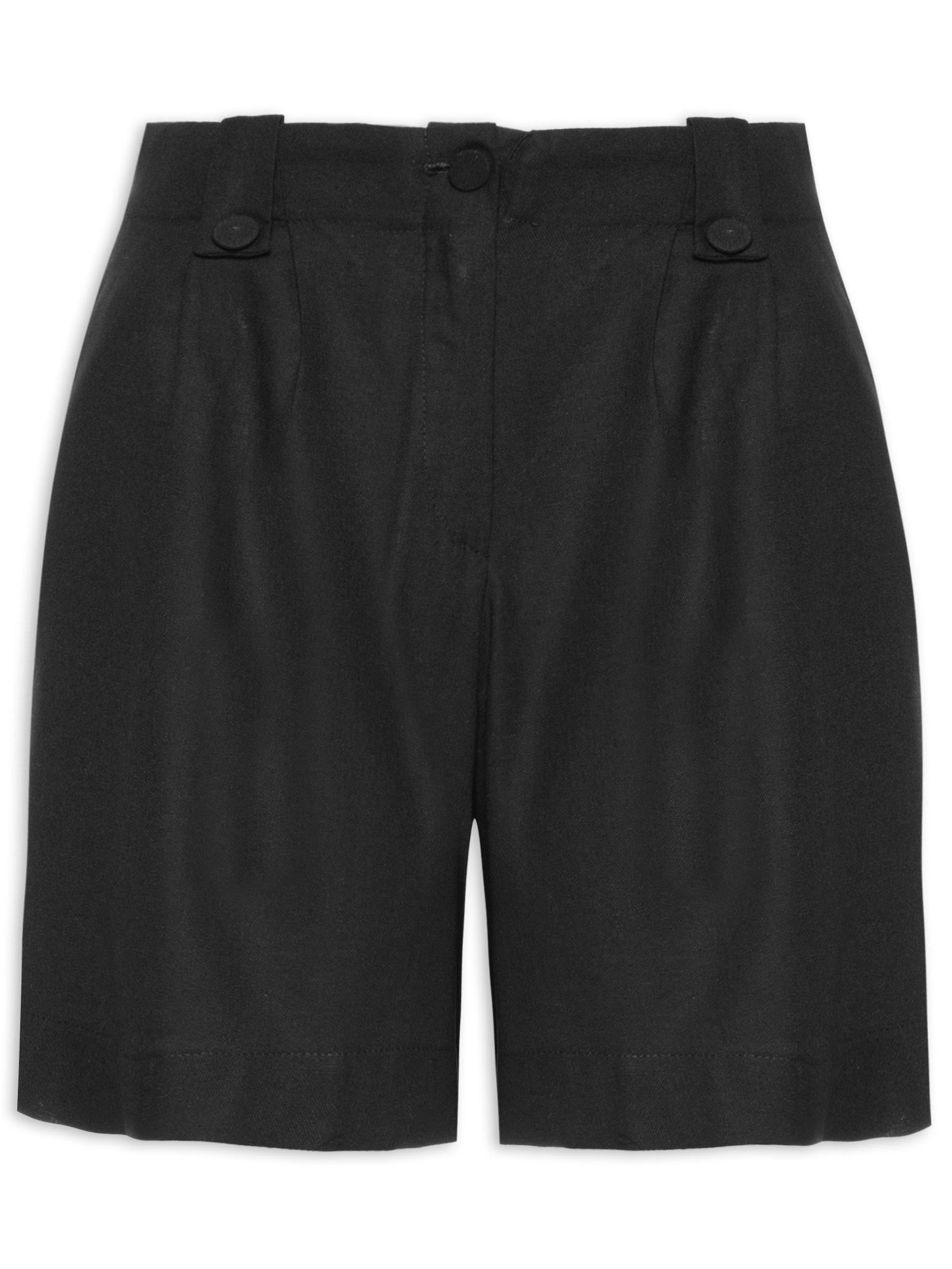 Bermuda Feminina Linho Pregas - Bege