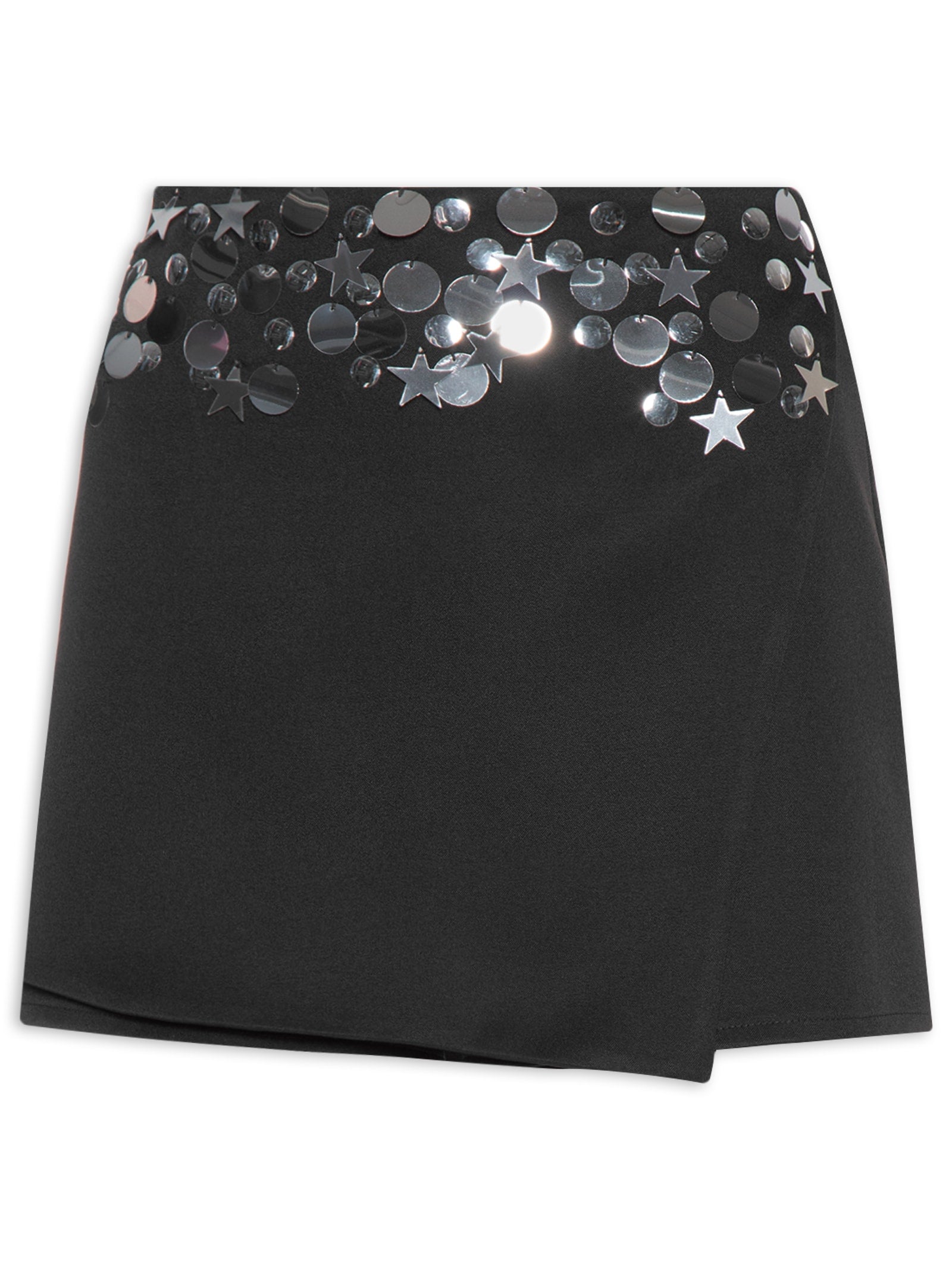 Short Feminino Saia Alfa De Crepe Nero - Preto