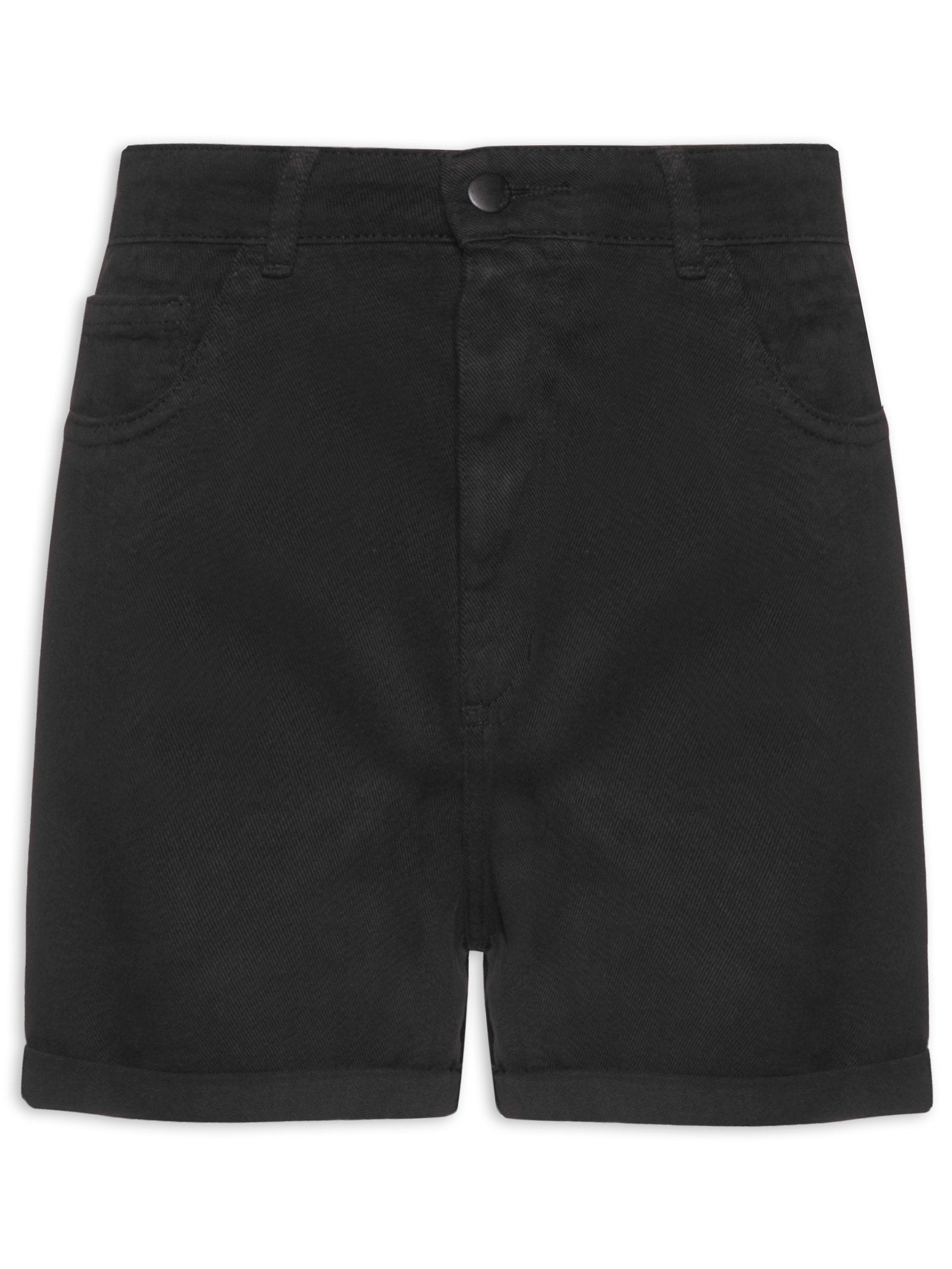 Short Feminino De Couro Curto Pregas - Preto