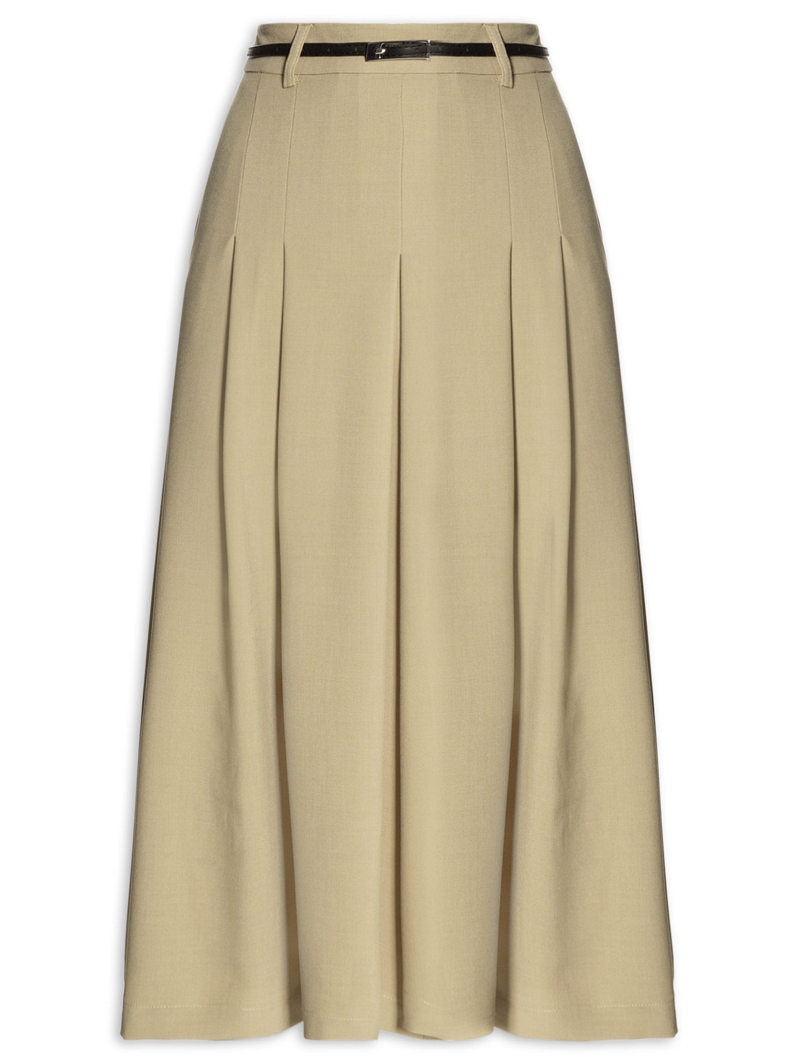 Calça Feminina Pernas Amplas Com Cinto - Cinza