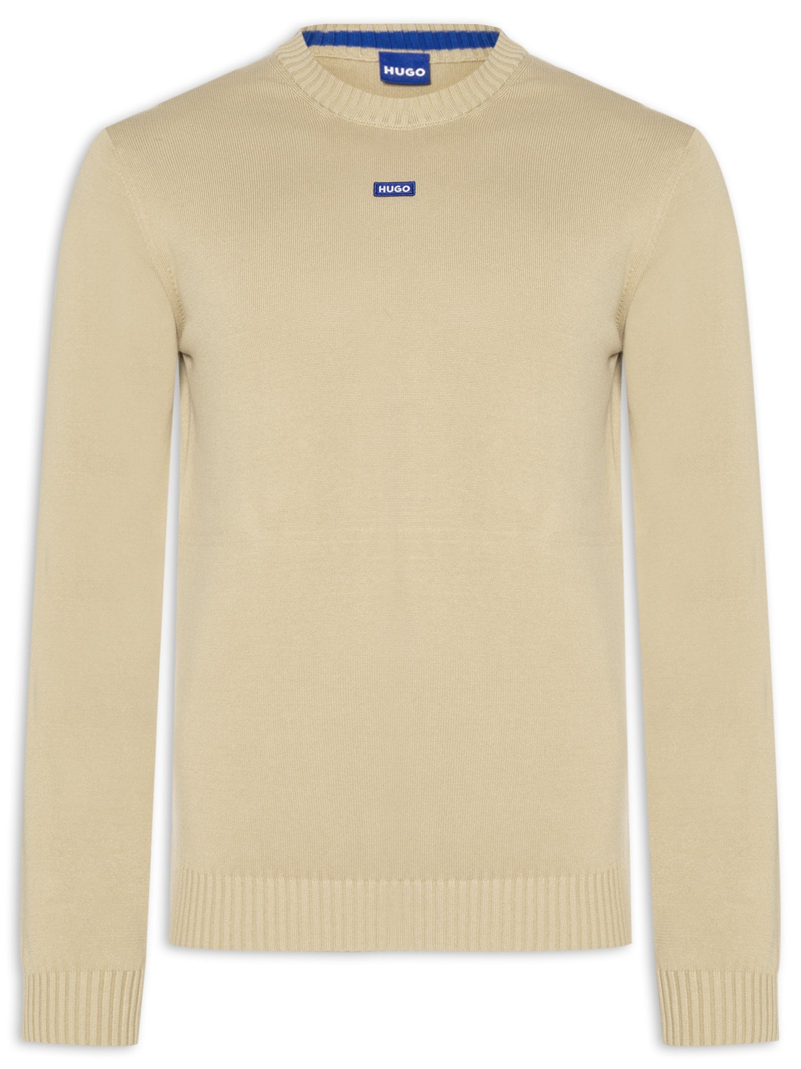 Suéter Masculino Básico Regular Fit em Tricot de Algodão - Bege