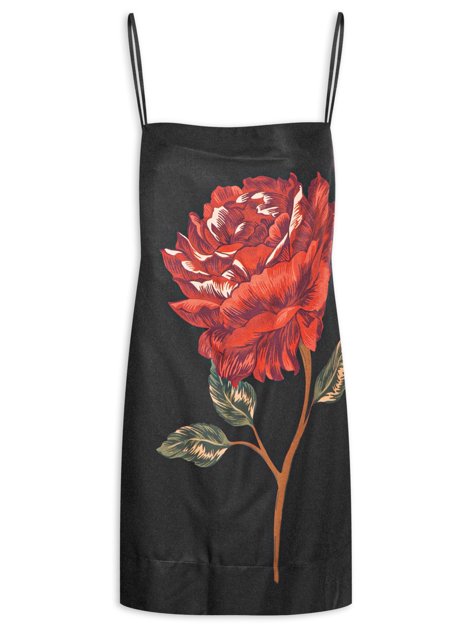 Vestido Curto Flor Bordada - Preto