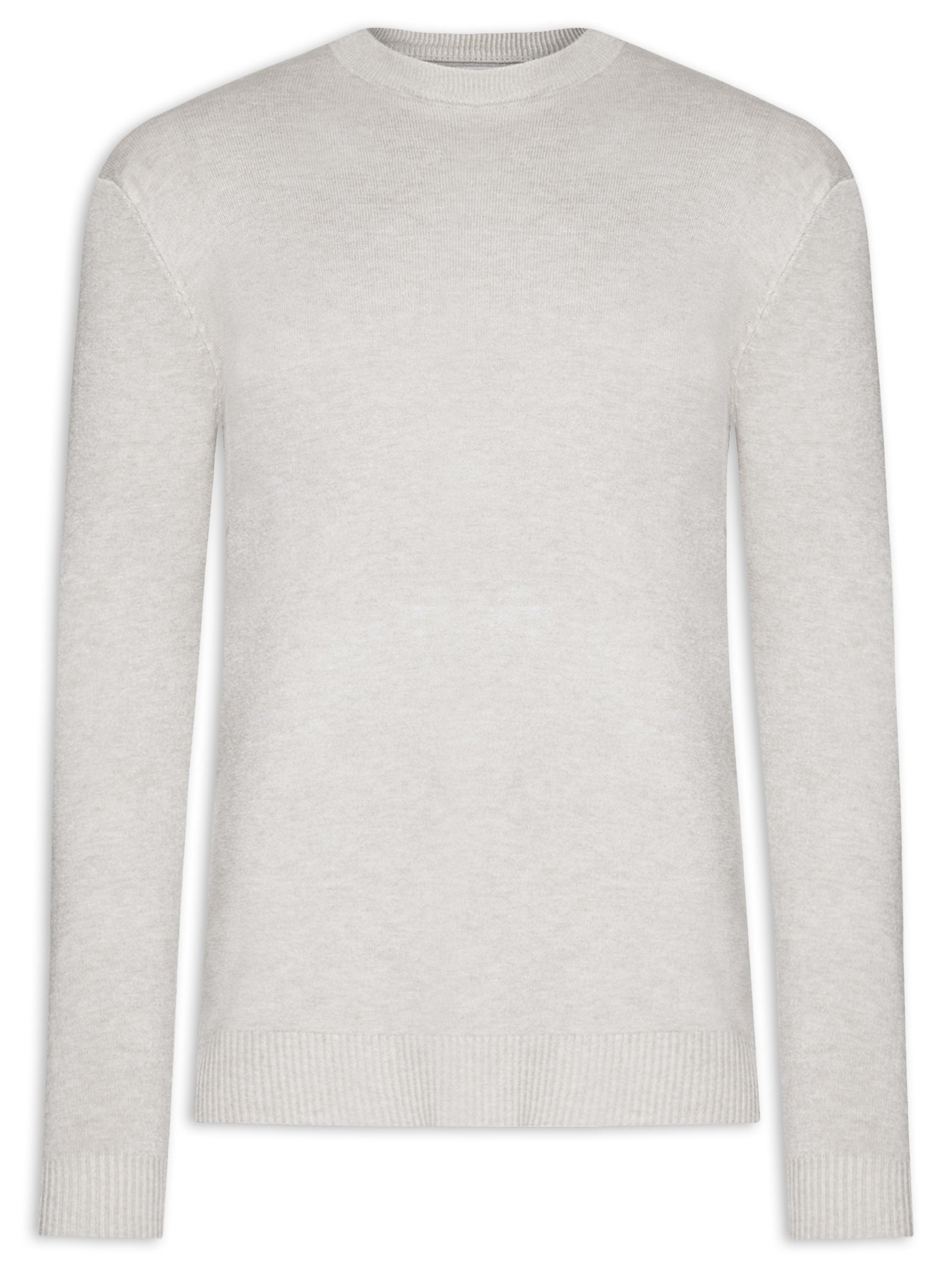 Suéter Masculino Gola Arredondada em Modal - Bege