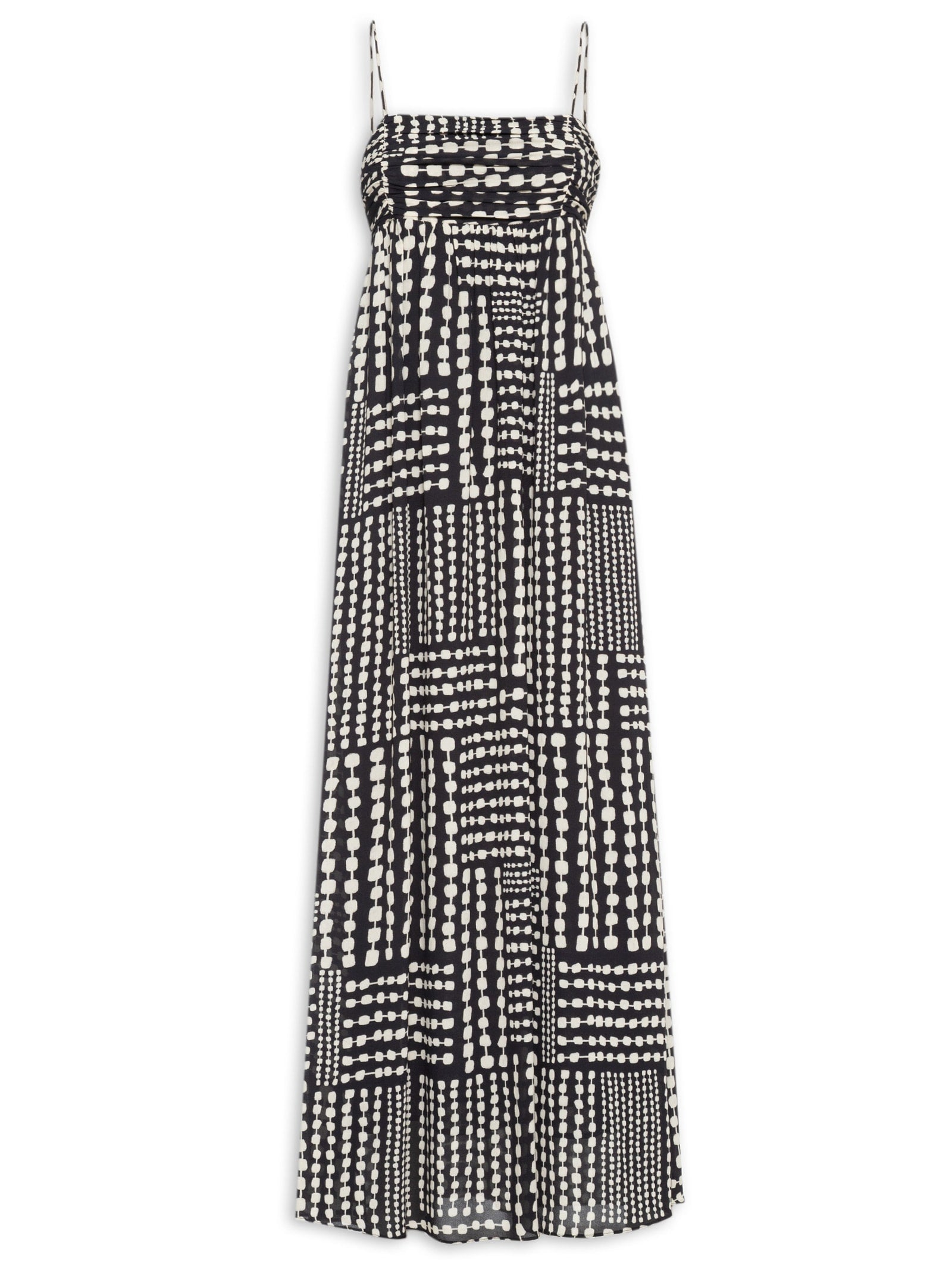 Vestido Algodão Midi Busto Franzido - Preto