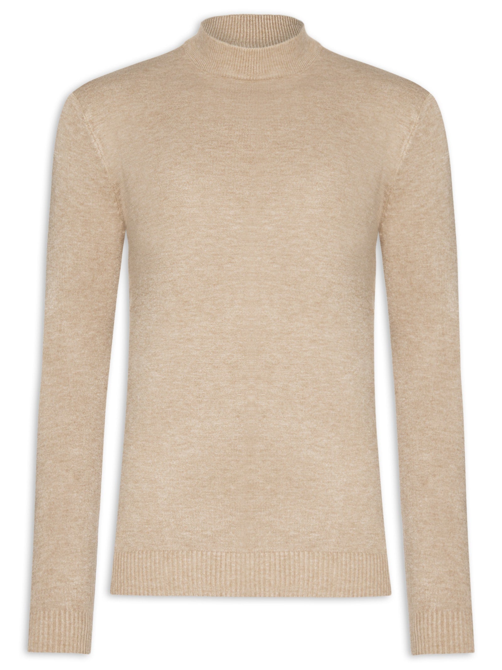 Suéter Masculino Gola Arredondada em Modal - Bege