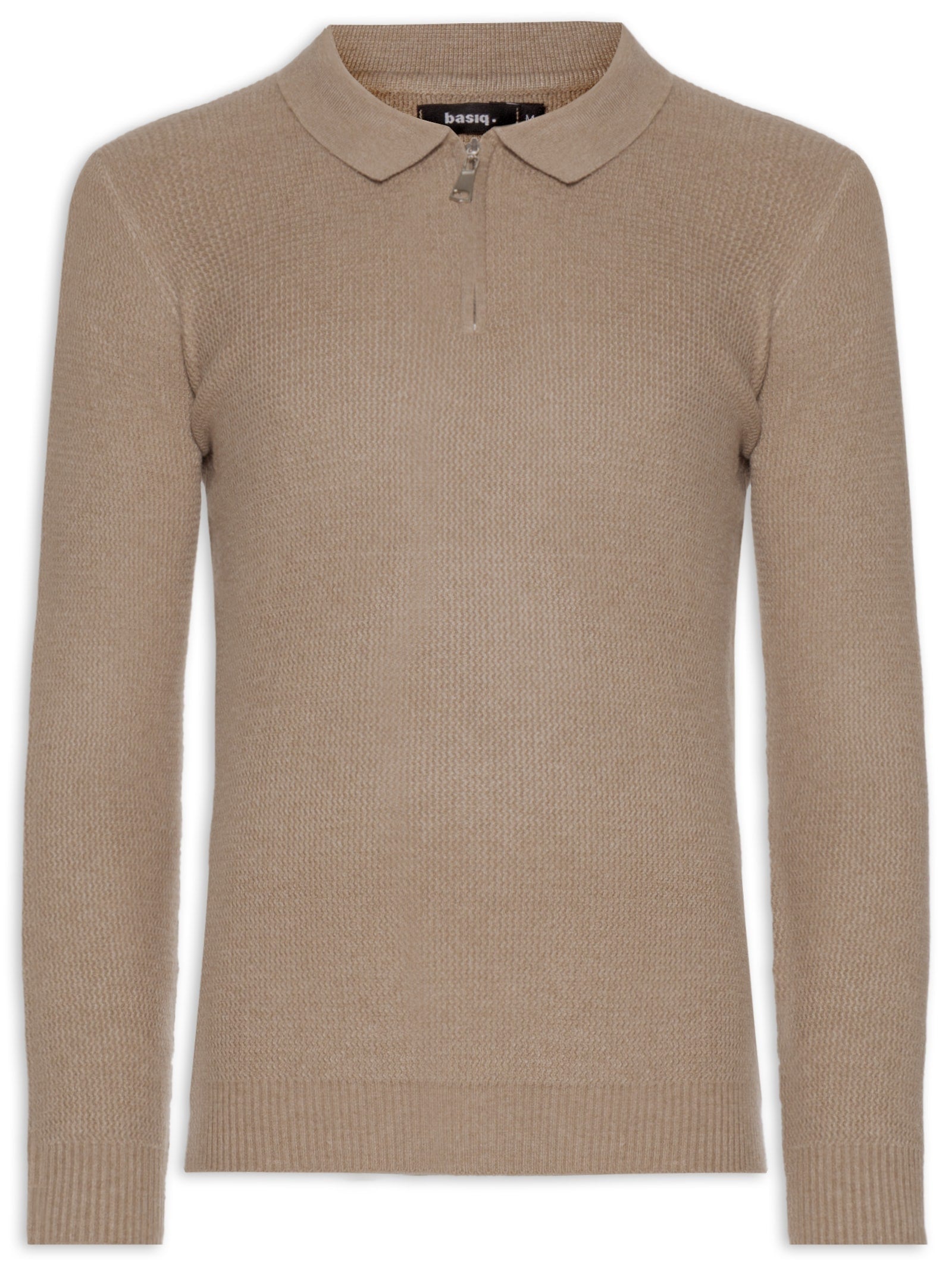 Suéter Masculino Gola Arredondada em Modal - Bege