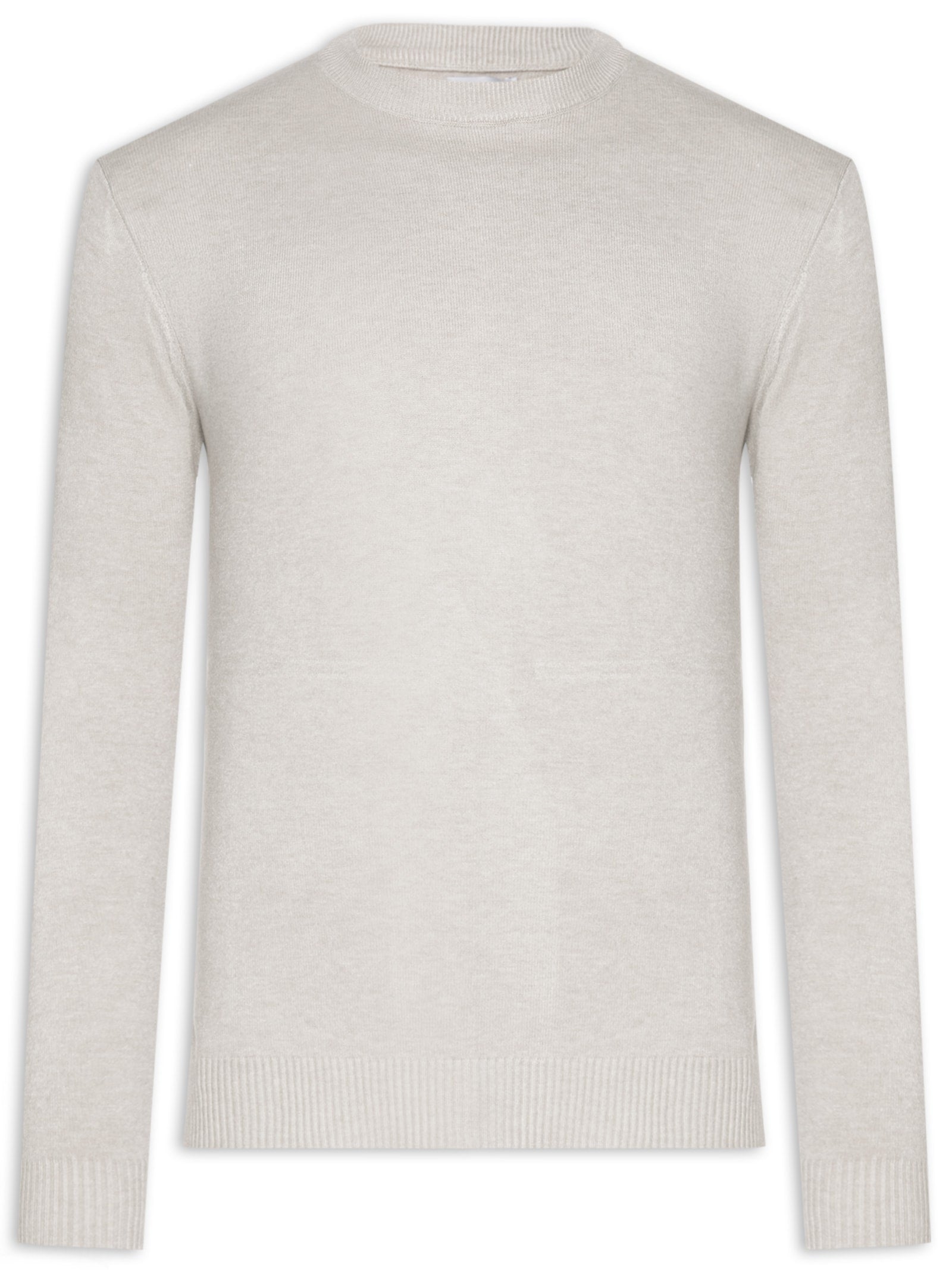 Suéter Masculino Gola Arredondada em Modal - Bege