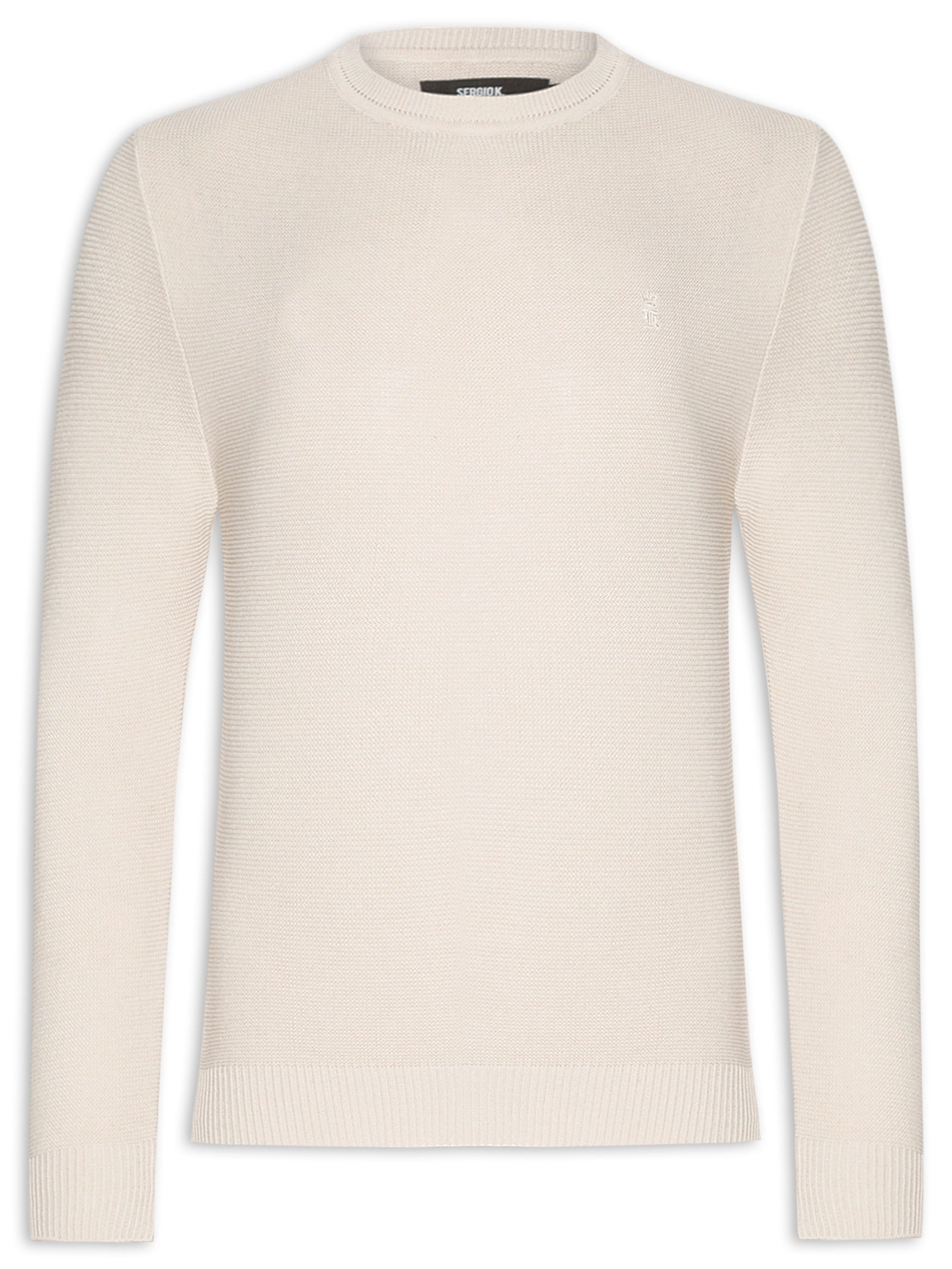 Suéter Masculino Básico Gola Careca em Tricot - Azul