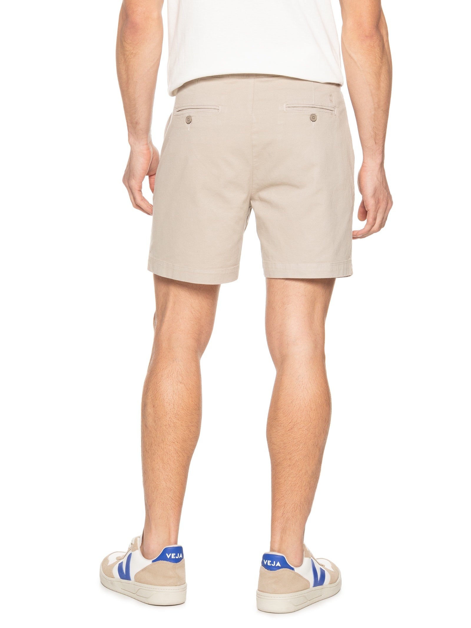 Short Masculino Chino Sarja Elastano Com Fivela - Bege - Imagem 4