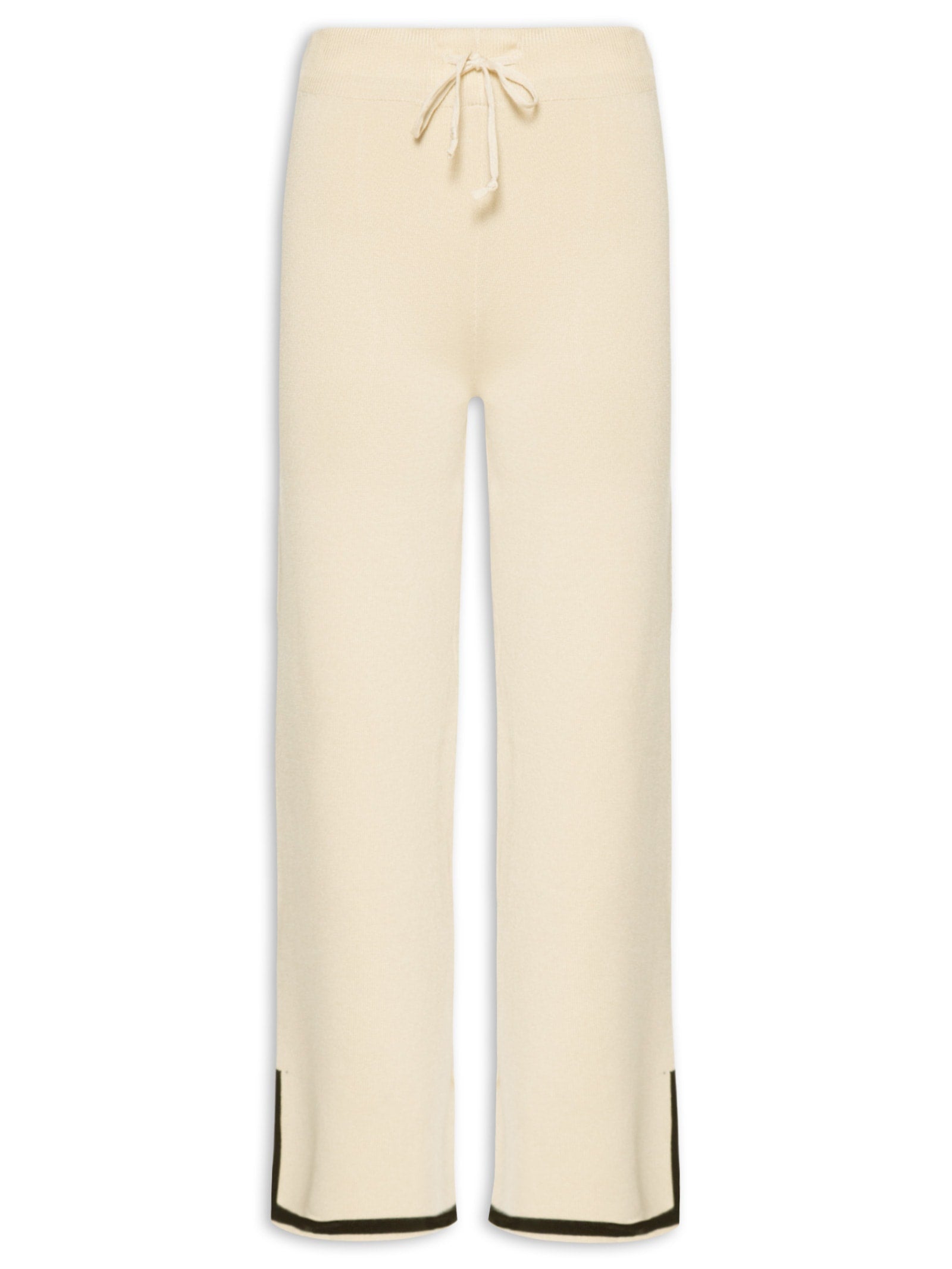 Calça Feminina Bicolor Detalhe Tricot - Bege