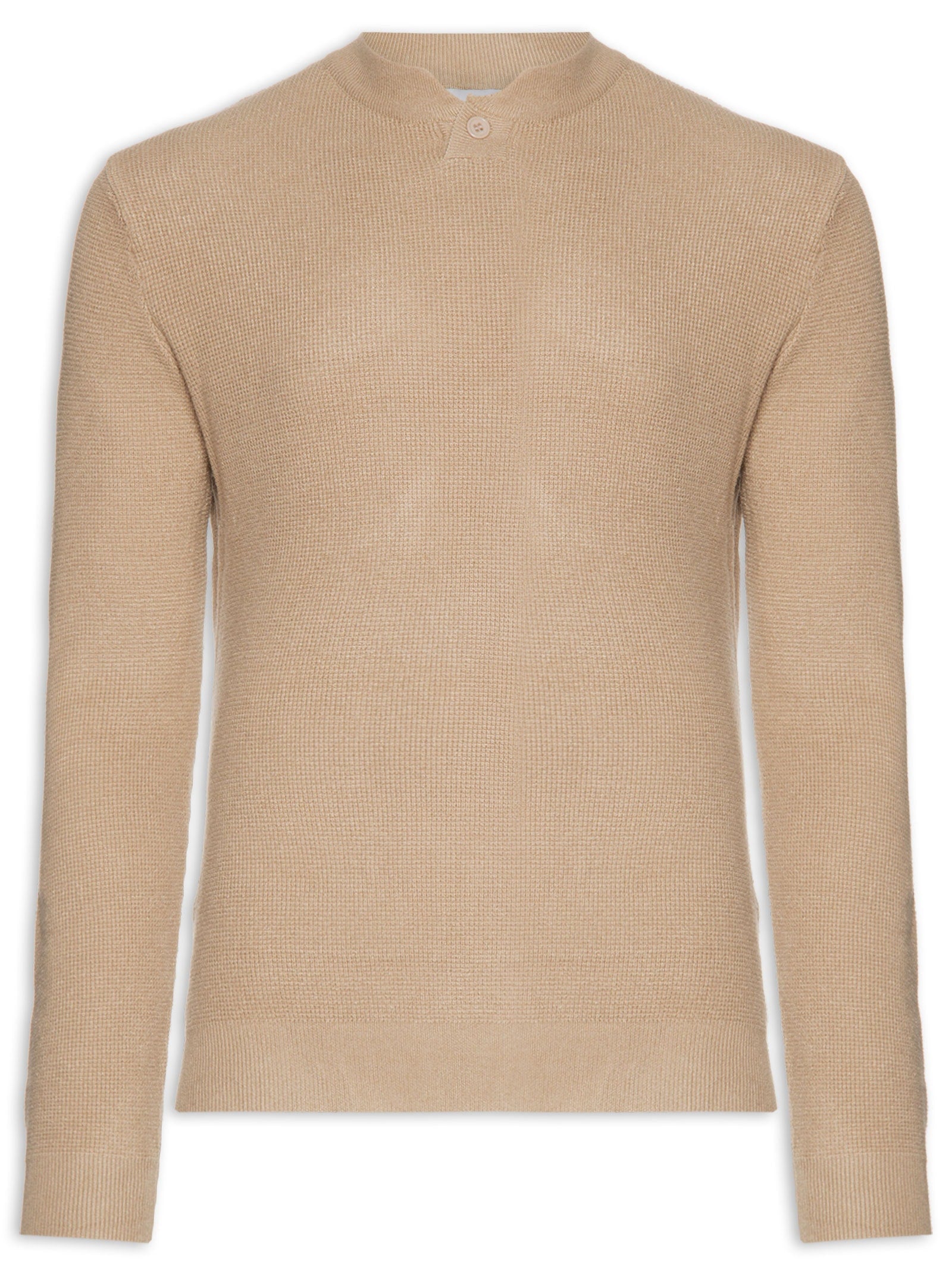 Pijama Masculino Camiseta Henley Com Bermuda - Bege