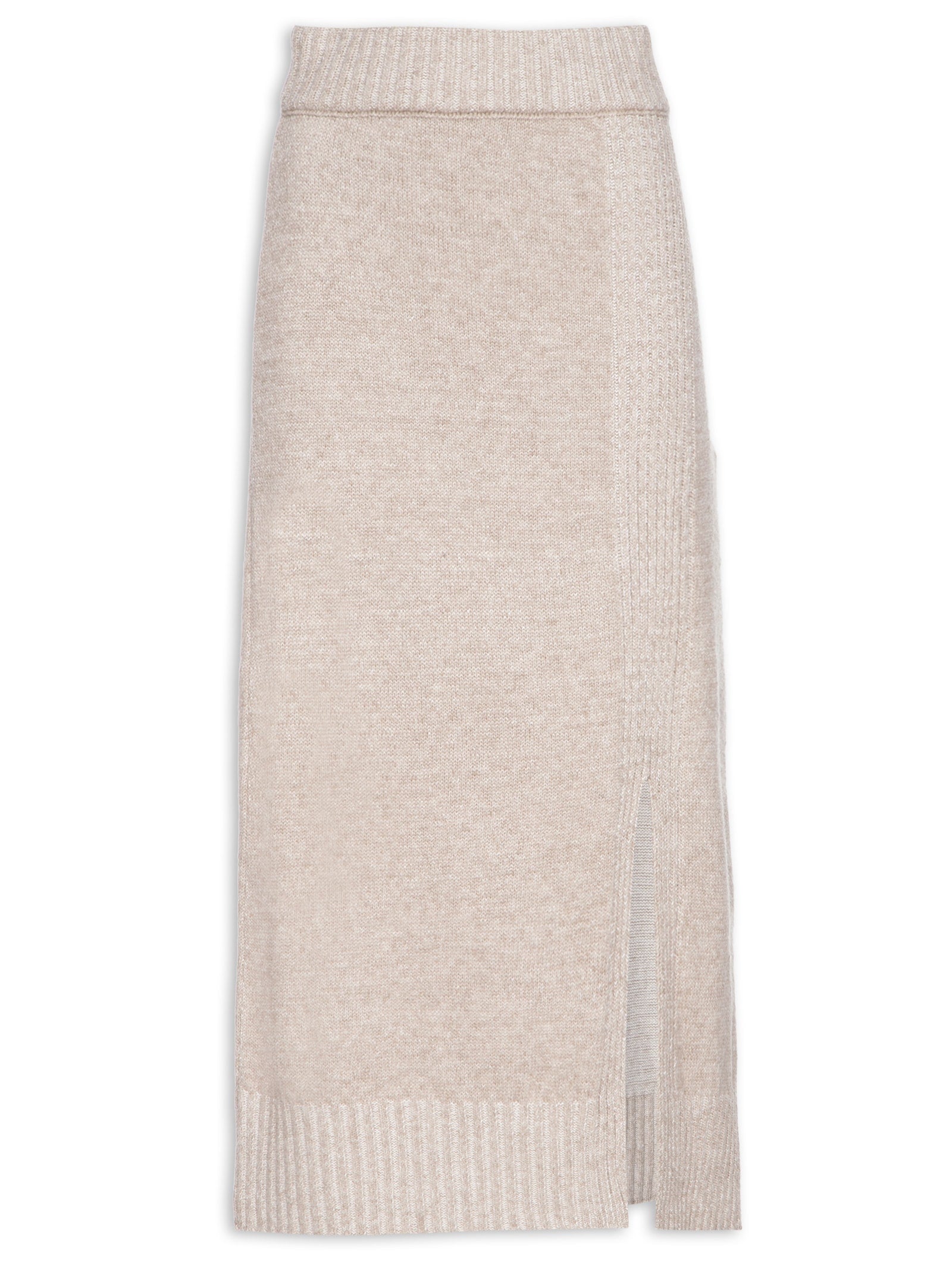 Regata Feminina Tricot Com Fenda Lateral - Bege