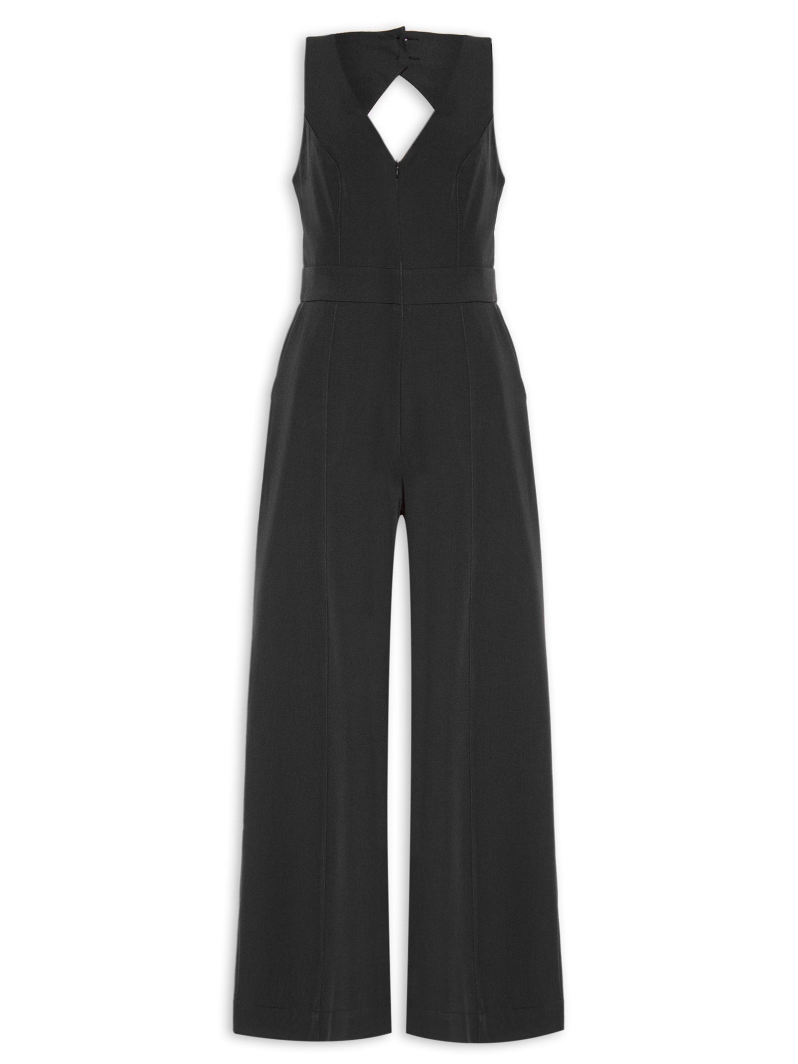 Macacão Feminino Decote V Pantalona - Preto