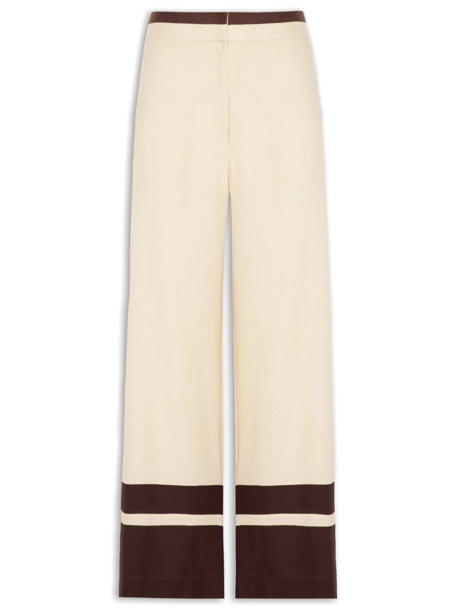 Calça Feminina Alfaiataria Linho Bolso Frontal - Bege